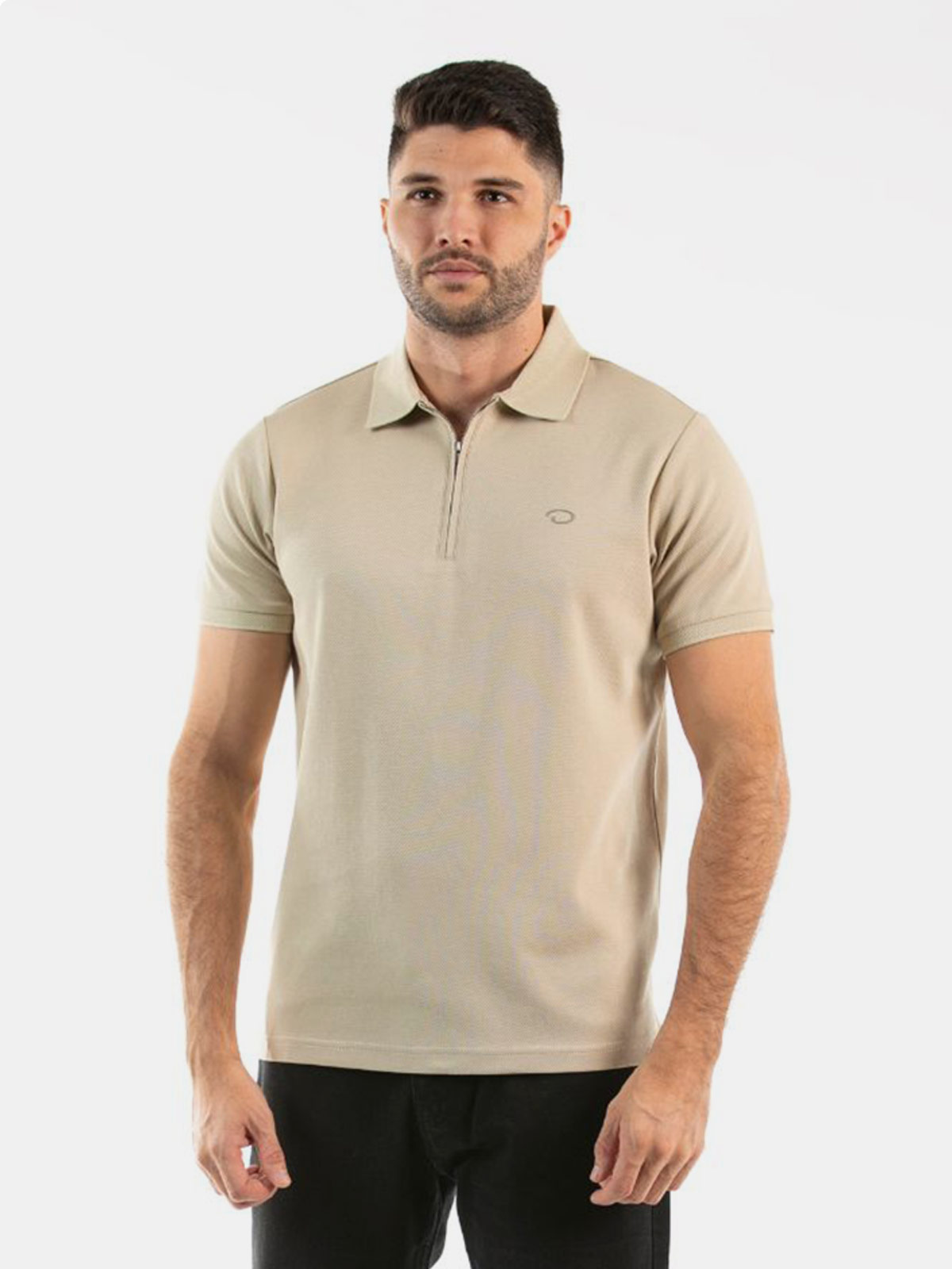 POLO MANGA CORTA ALGODÓN HOMBRE OSCAR DE LA RENTA BEIGE - 1