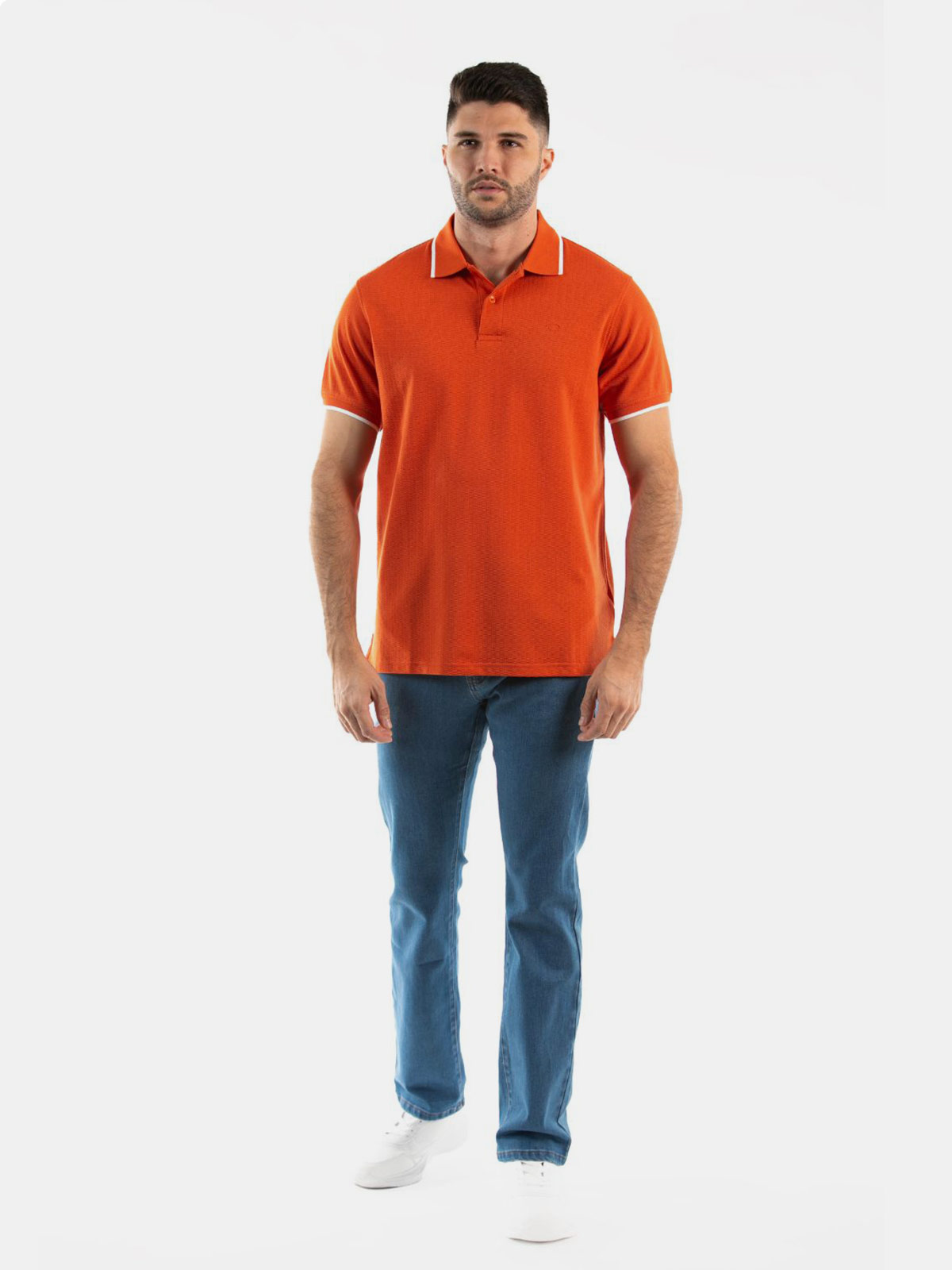 POLO MANGA CORTA ALGODÓN HOMBRE OSCAR DE LA RENTA LADRILLO - 3