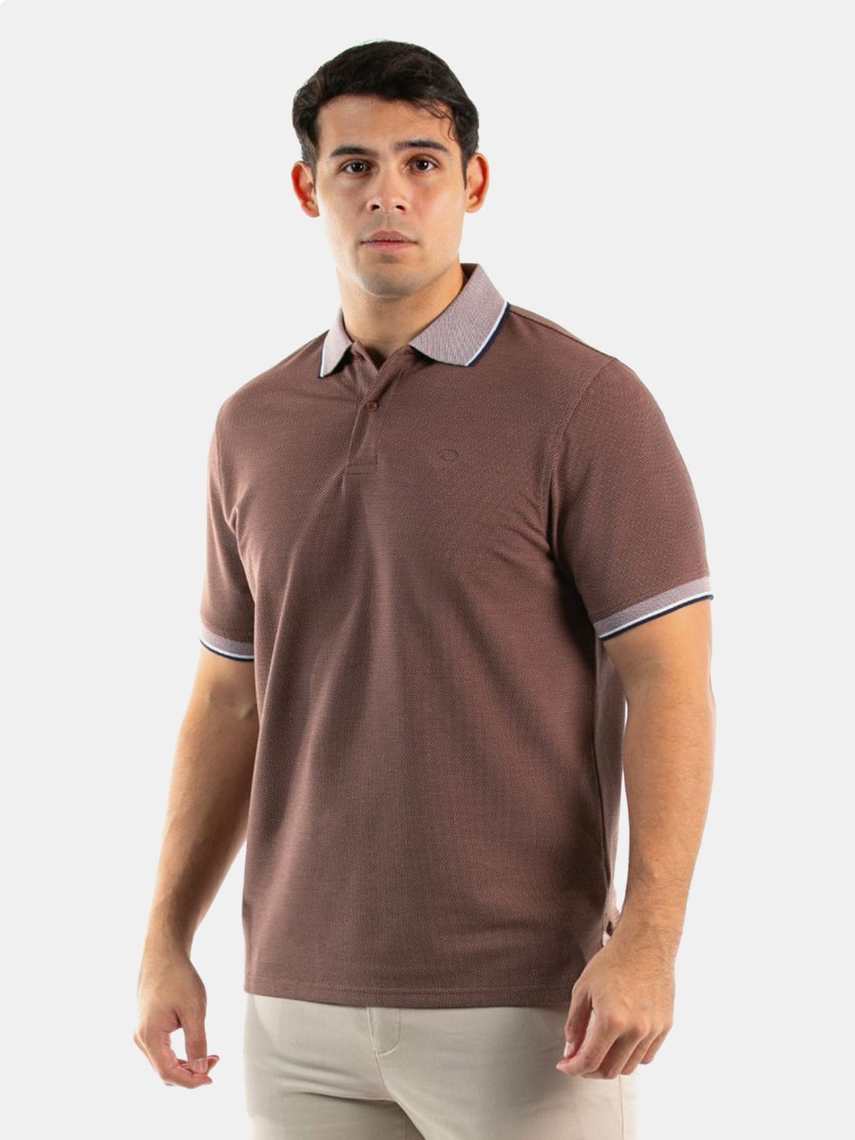 POLO MANGA CORTA ALGODÓN HOMBRE OSCAR DE LA RENTA MARRÓN - 1