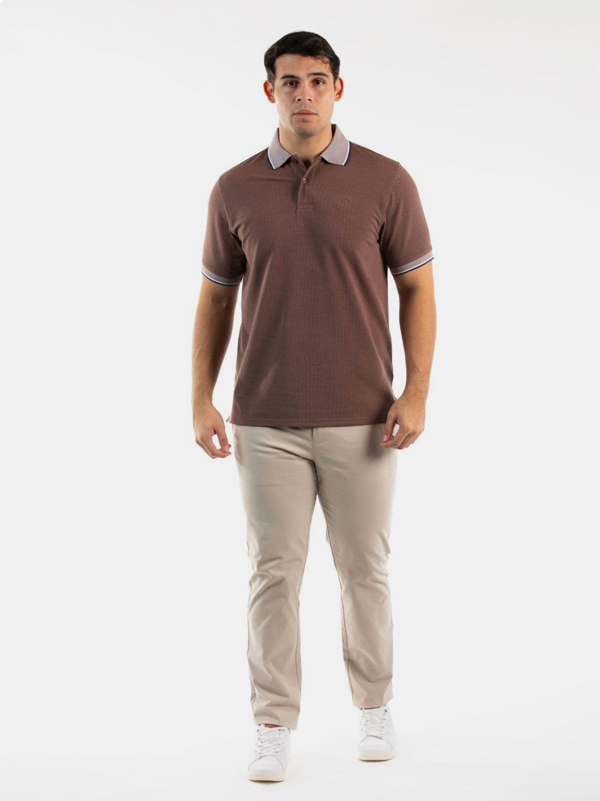 POLO MANGA CORTA ALGODÓN HOMBRE OSCAR DE LA RENTA MARRÓN - 3