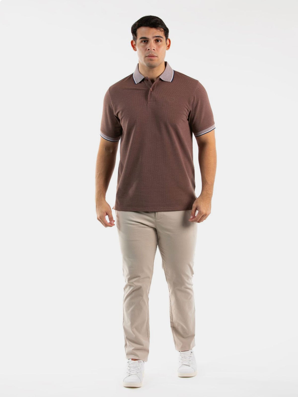 POLO MANGA CORTA ALGODÓN HOMBRE OSCAR DE LA RENTA MARRÓN - 3