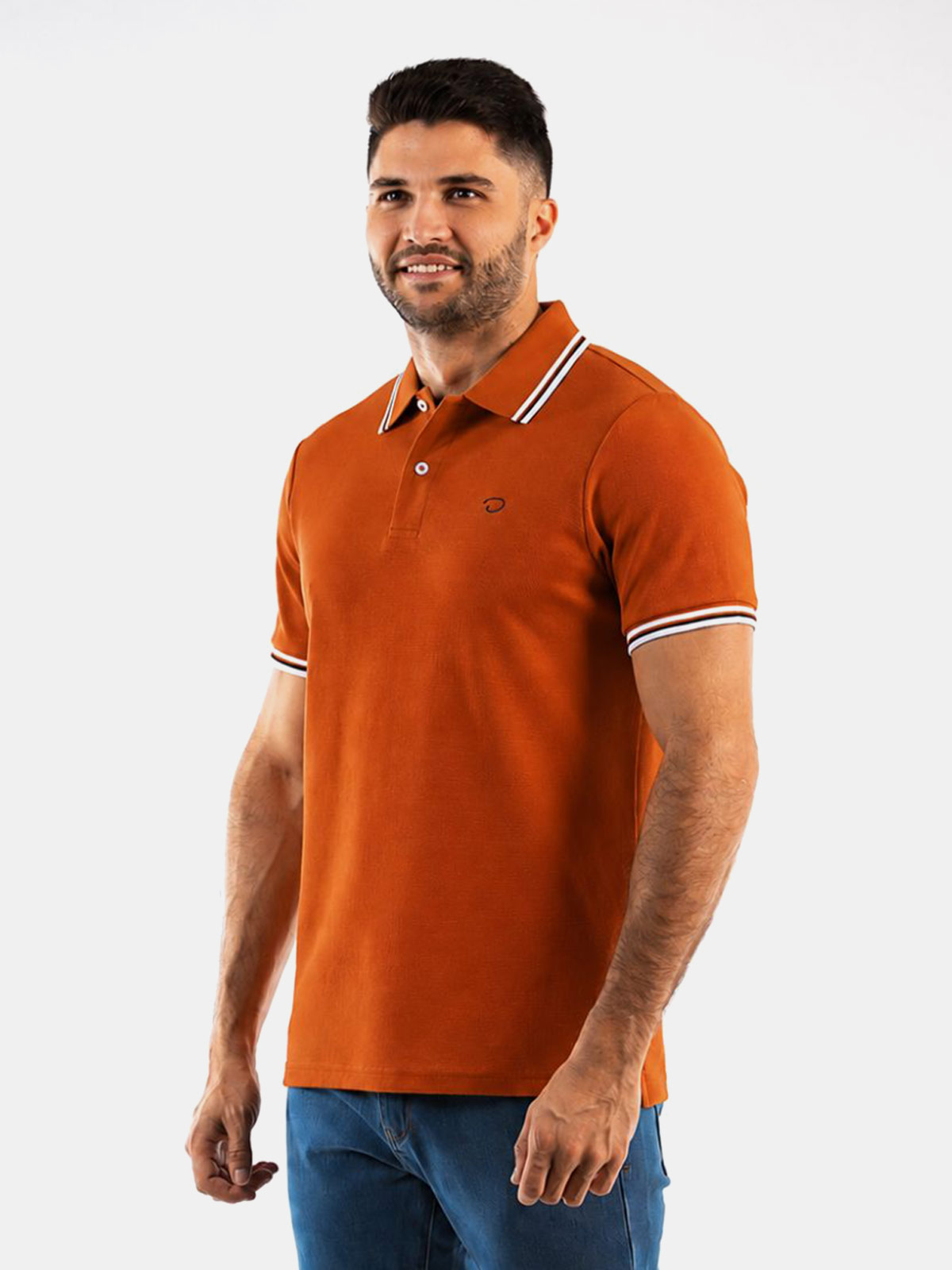 POLO MANGA CORTA ALGODÓN HOMBRE OSCAR DE LA RENTA LADRILLO - 1
