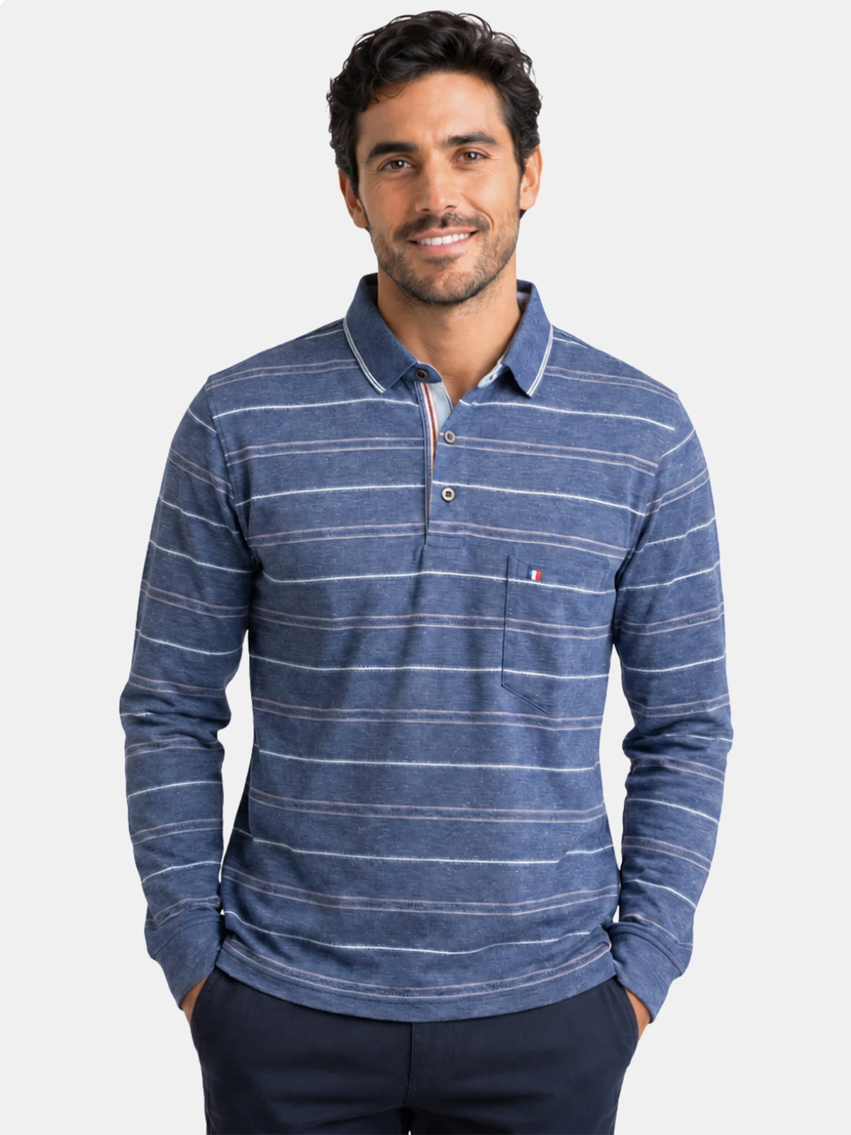 POLO BOXY FIT MANGA LARGA HOMBRE PIERRE CARDIN JERSEY JACQUARD - 1