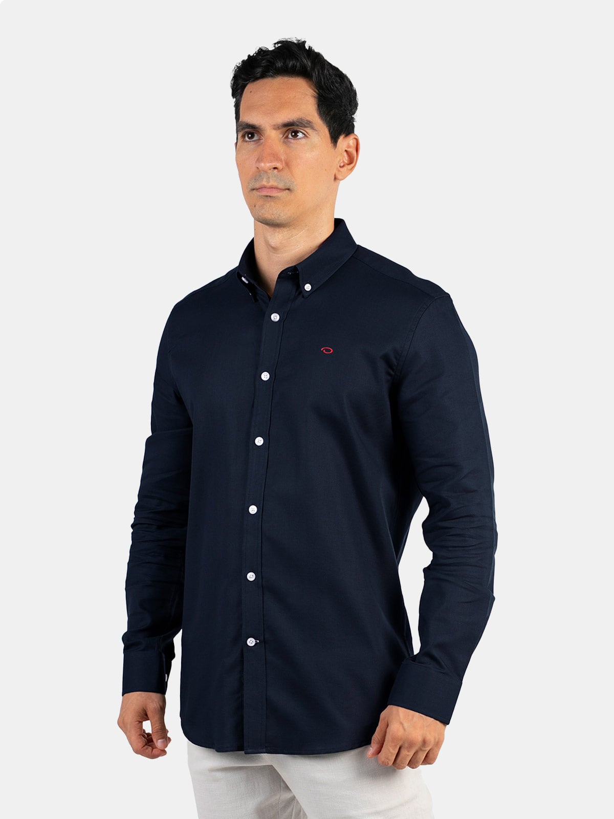 CAMISA MANGA LARGA ALGODÓN HOMBRE OSCAR DE LA RENTA AZUL MARINO - 1