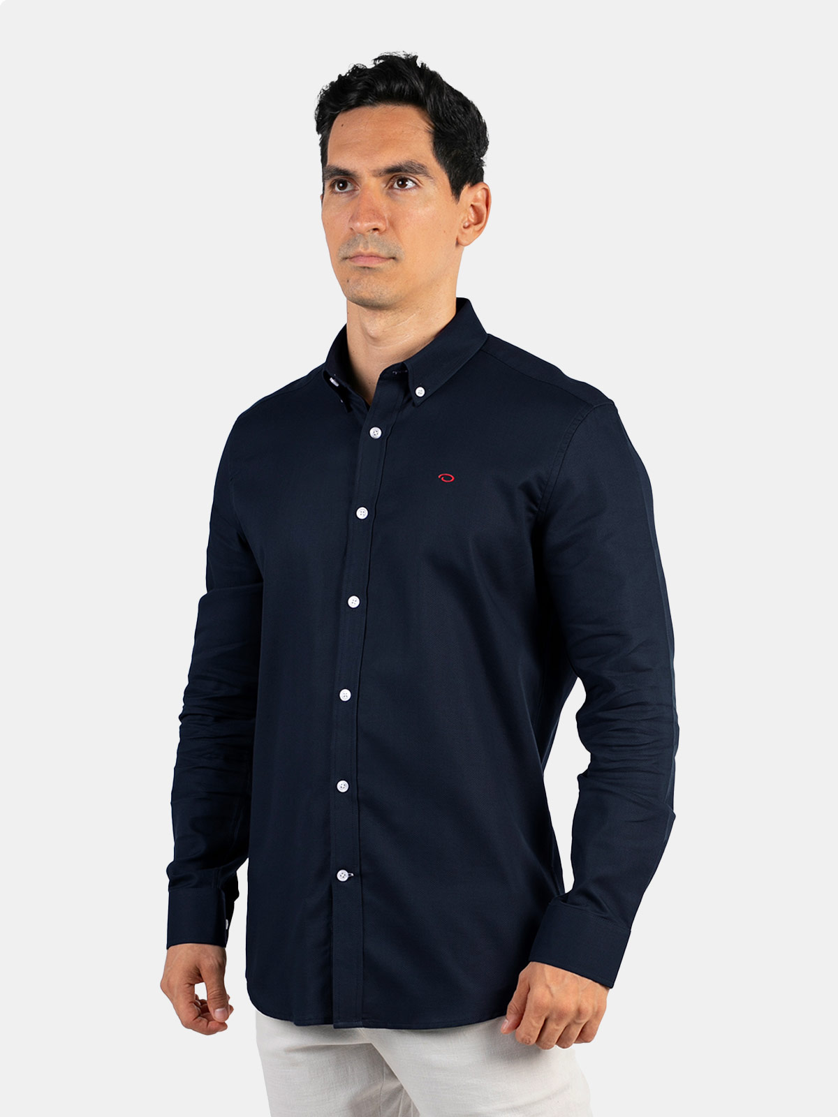 CAMISA MANGA LARGA ALGODÓN HOMBRE OSCAR DE LA RENTA AZUL MARINO - 1
