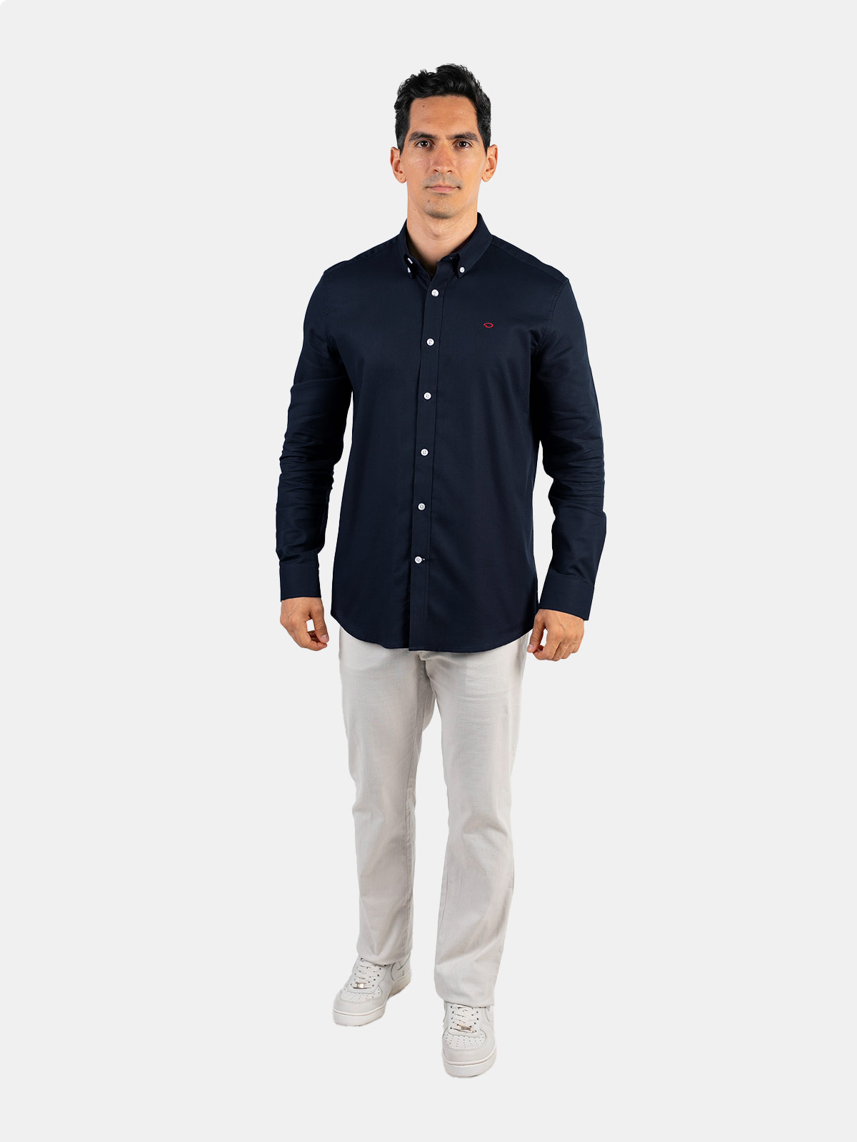 CAMISA MANGA LARGA ALGODÓN HOMBRE OSCAR DE LA RENTA AZUL MARINO - 3
