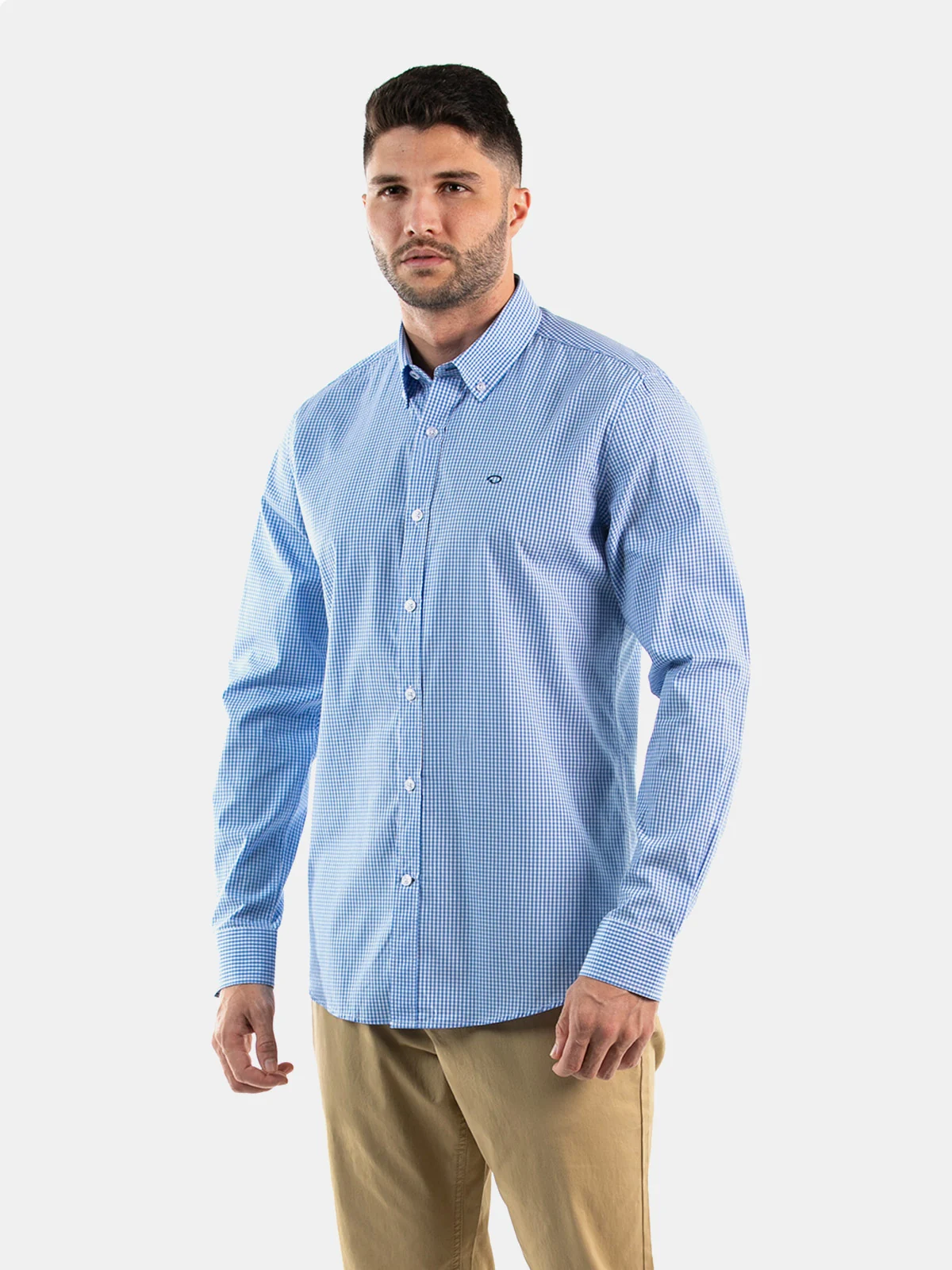 CAMISA MANGA LARGA ALGODÓN HOMBRE OSCAR DE LA RENTA AZUL CLARO - 1