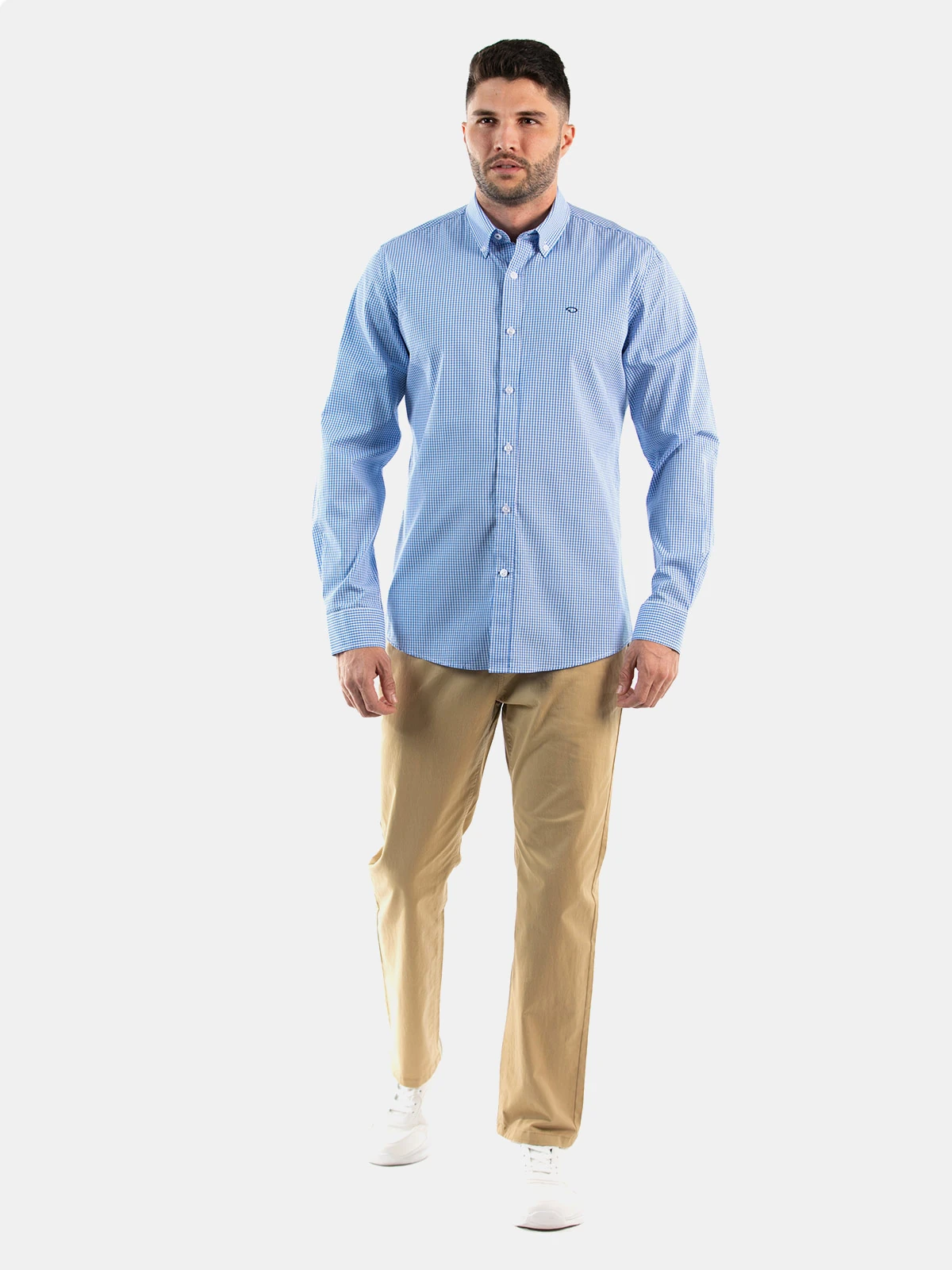 CAMISA MANGA LARGA ALGODÓN HOMBRE OSCAR DE LA RENTA AZUL CLARO - 3