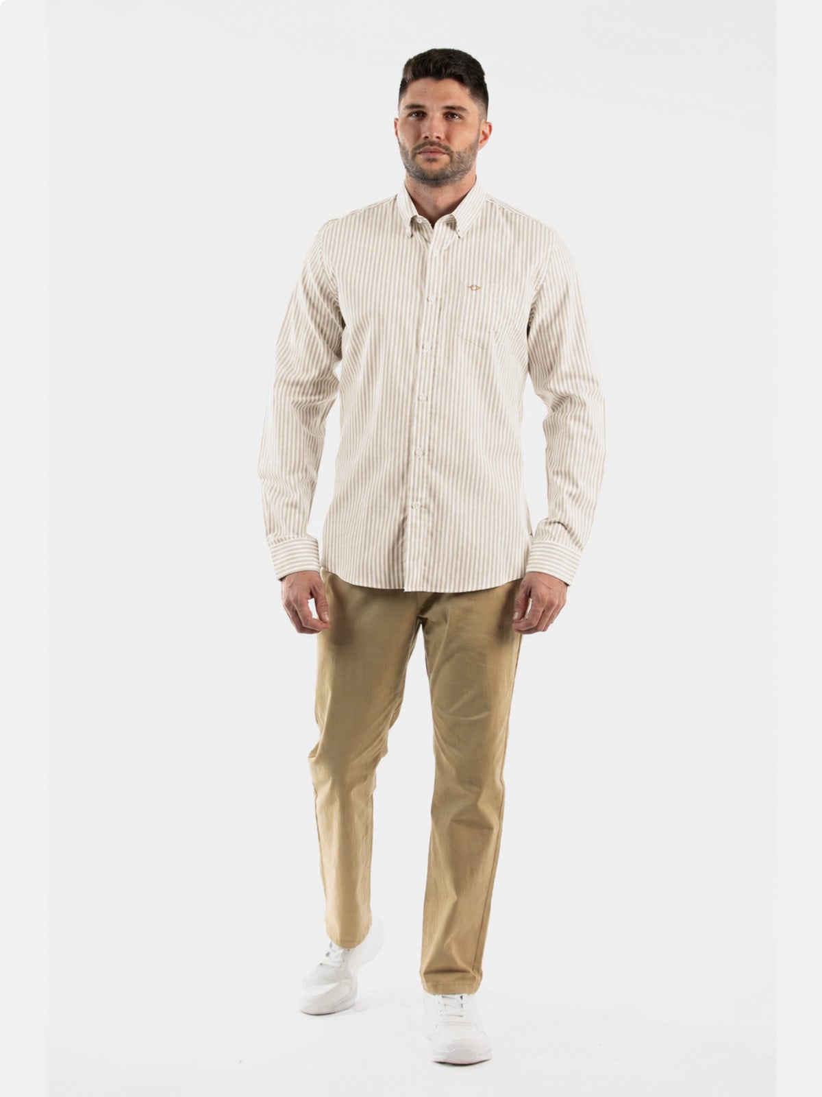 CAMISA MANGA LARGA ALGODÓN HOMBRE OSCAR DE LA RENTA BEIGE - 3