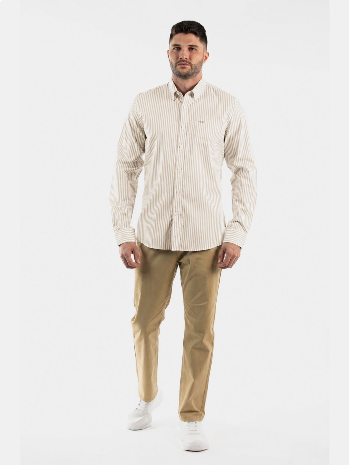 CAMISA MANGA LARGA ALGODÓN HOMBRE OSCAR DE LA RENTA BEIGE - 3