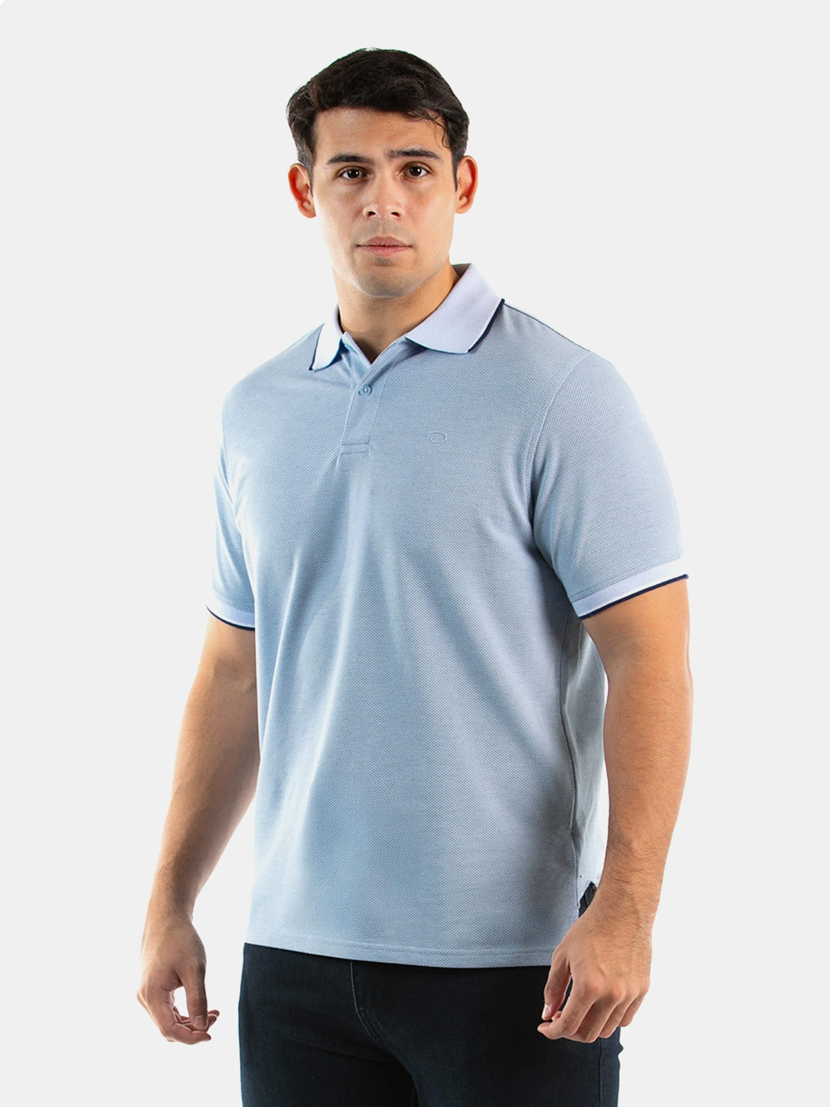 POLO MANGA CORTA ALGODÓN HOMBRE OSCAR DE LA RENTA CELESTE - 1