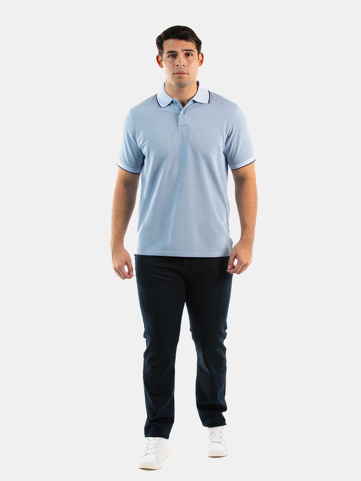 POLO MANGA CORTA ALGODÓN HOMBRE OSCAR DE LA RENTA CELESTE - 3