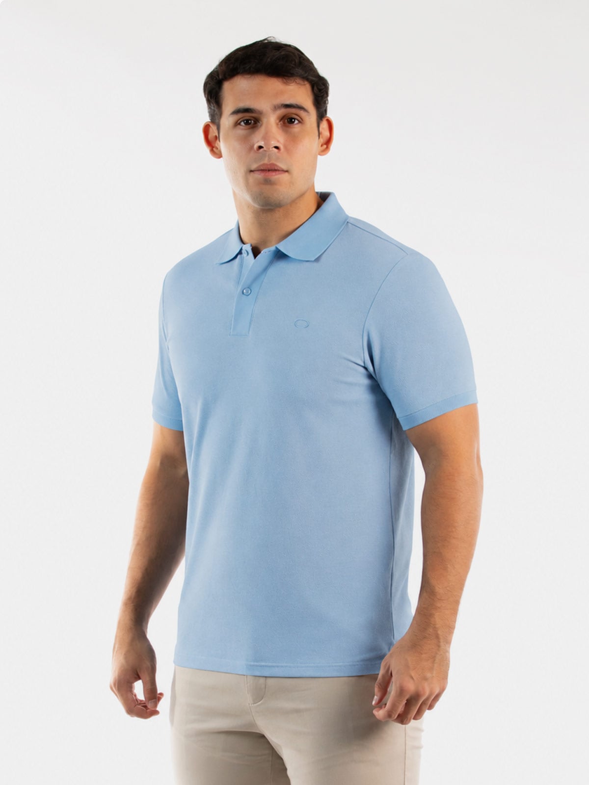 POLO MANGA CORTA ALGODÓN HOMBRE OSCAR DE LA RENTA AZUL CLARO - 1