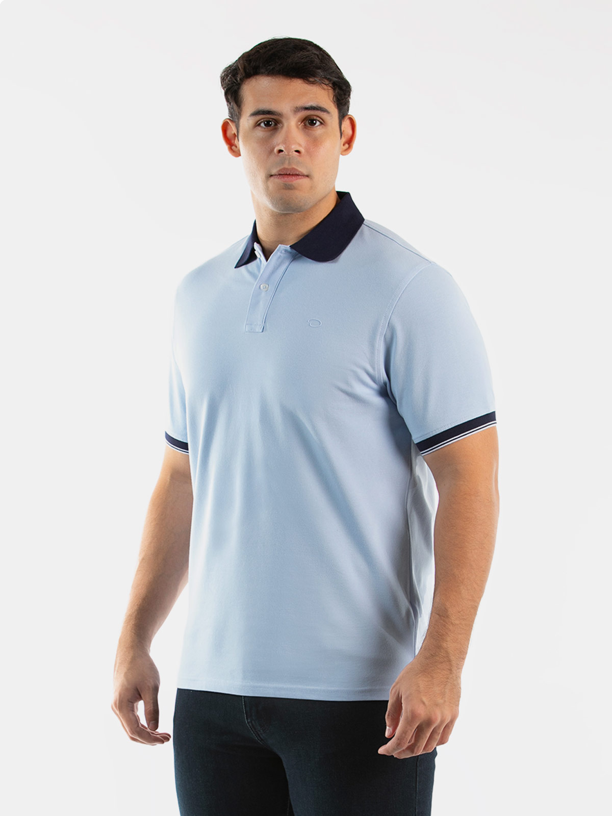 POLO MANGA CORTA ALGODÓN HOMBRE OSCAR DE LA RENTA CELESTE - 1