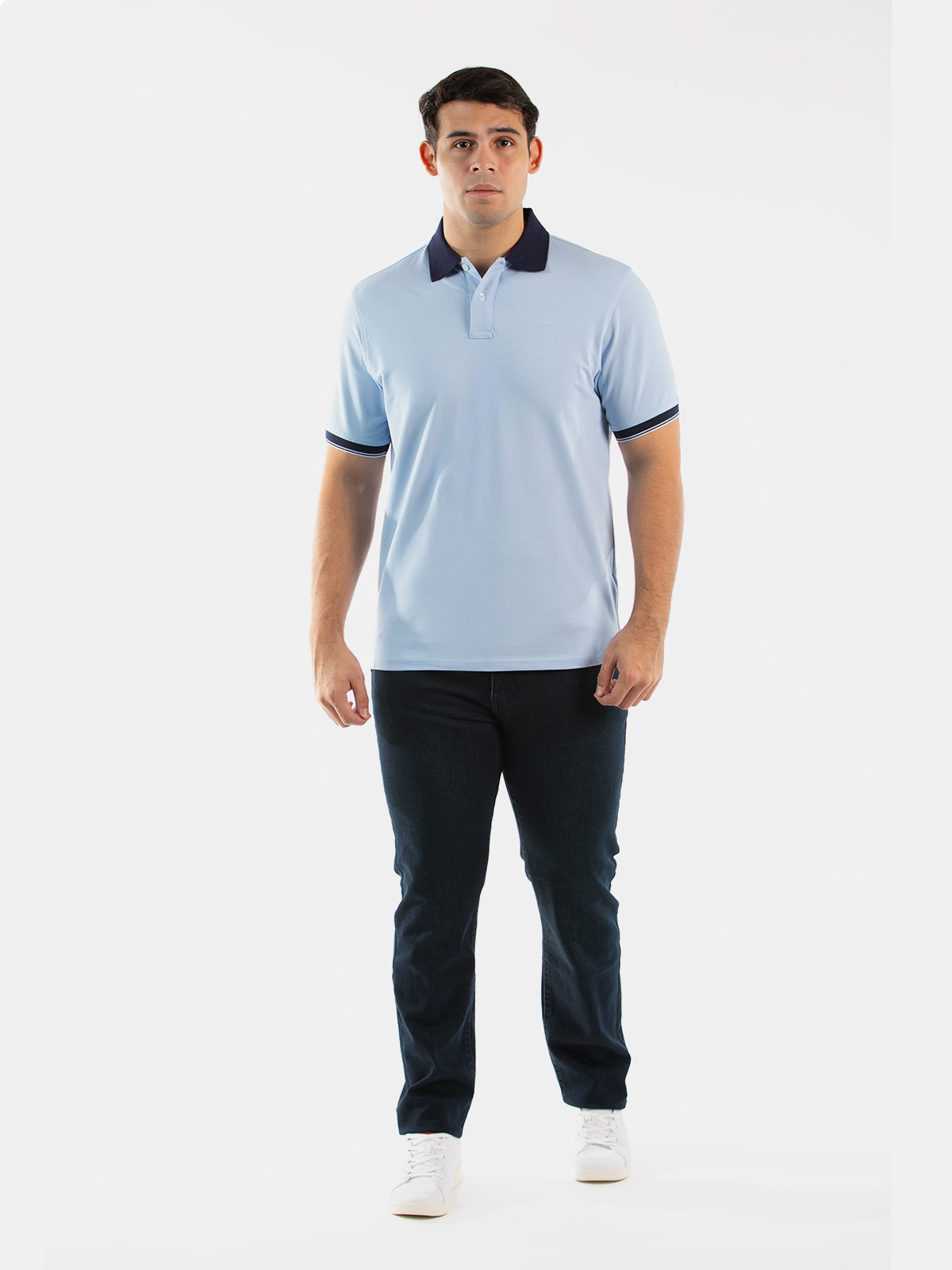 POLO MANGA CORTA ALGODÓN HOMBRE OSCAR DE LA RENTA CELESTE - 3