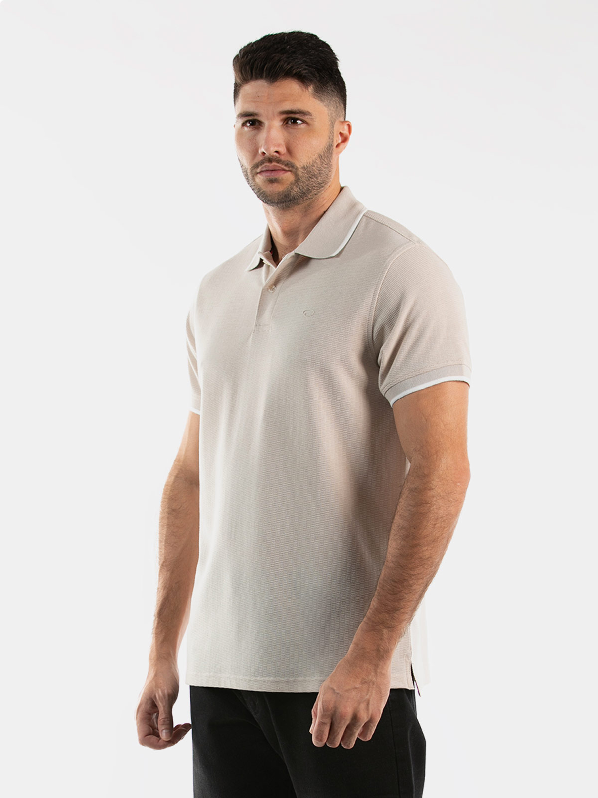 POLO MANGA CORTA ALGODÓN HOMBRE OSCAR DE LA RENTA BEIGE - 1