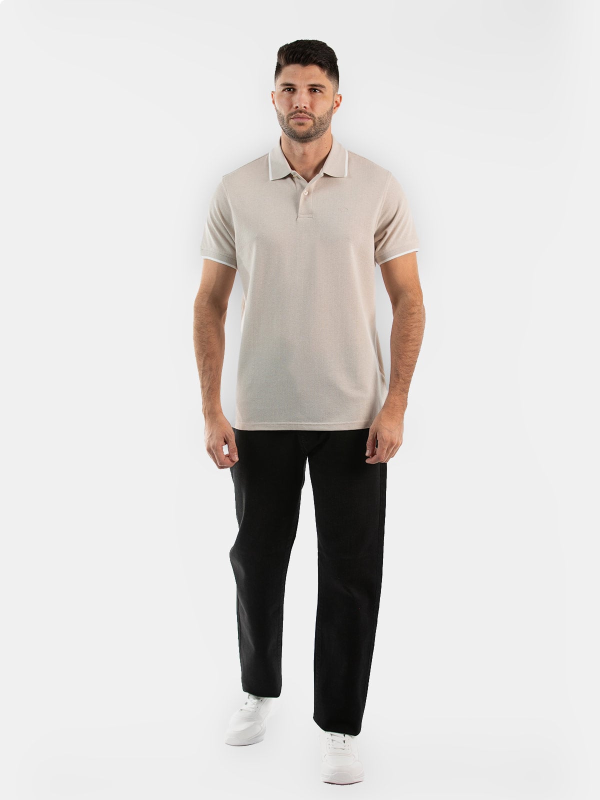 POLO MANGA CORTA ALGODÓN HOMBRE OSCAR DE LA RENTA BEIGE - 3