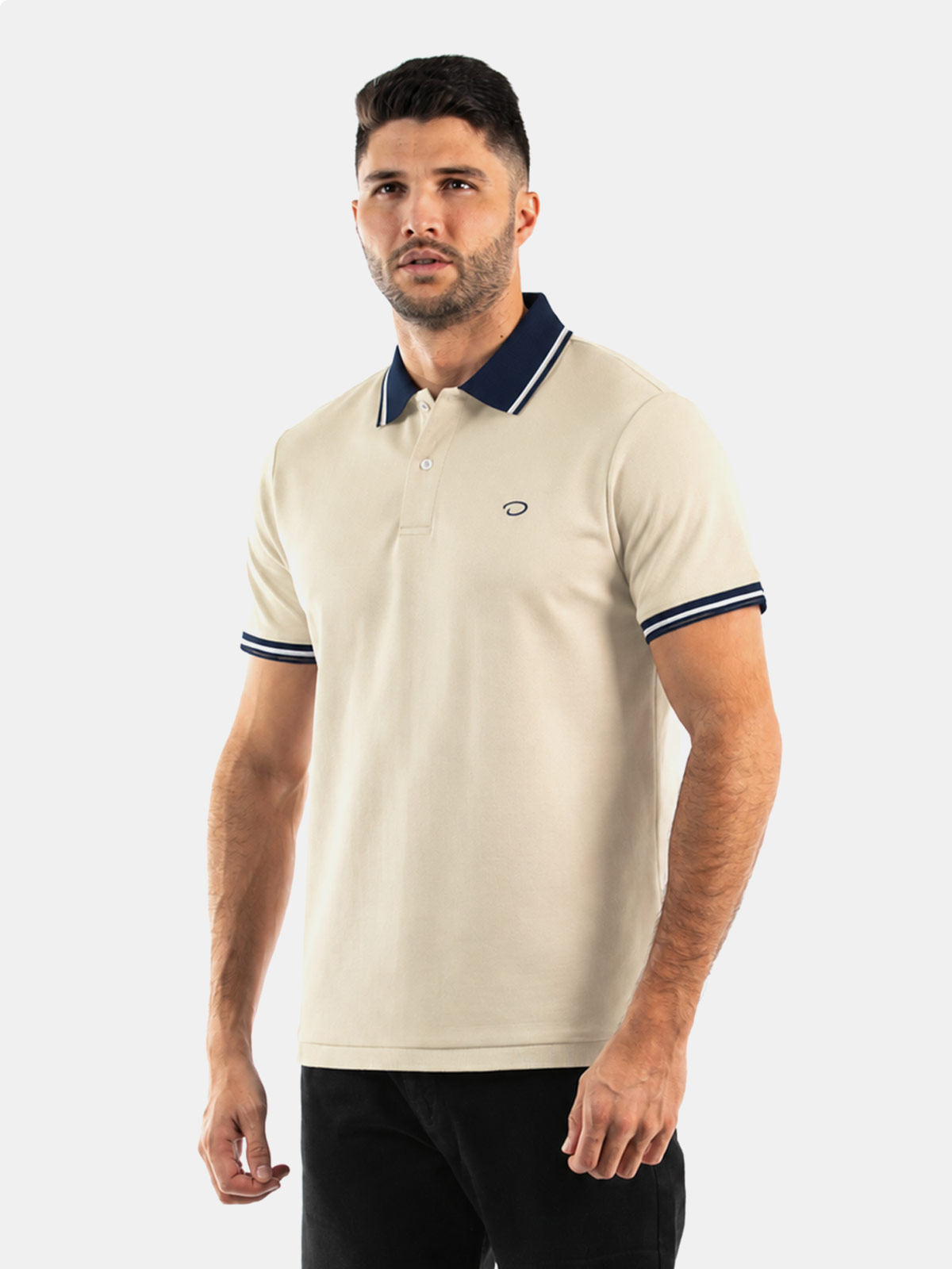 POLO MANGA CORTA ALGODÓN HOMBRE OSCAR DE LA RENTA BEIGE - 1