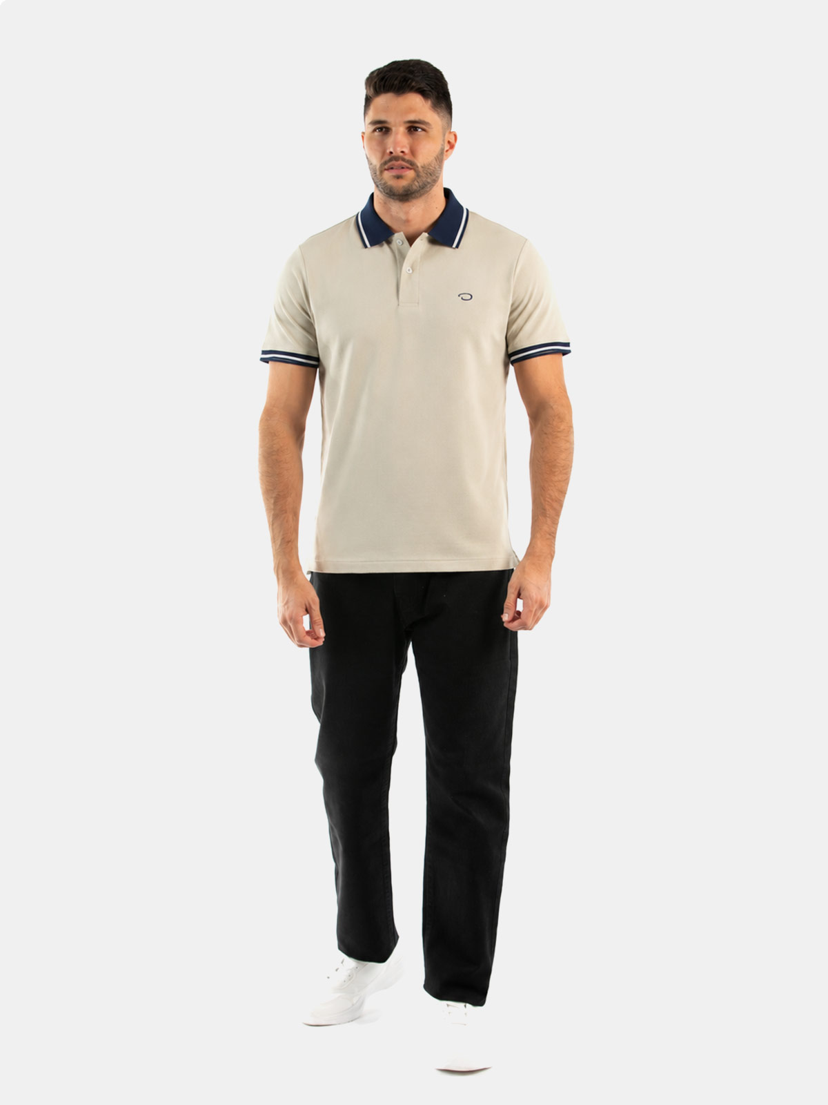 POLO MANGA CORTA ALGODÓN HOMBRE OSCAR DE LA RENTA BEIGE - 3