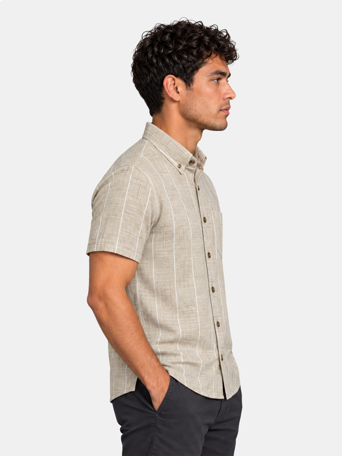 CAMISA MANGA CORTA LINO ALGODÓN HOMBRE PIERRE CARDIN - 3