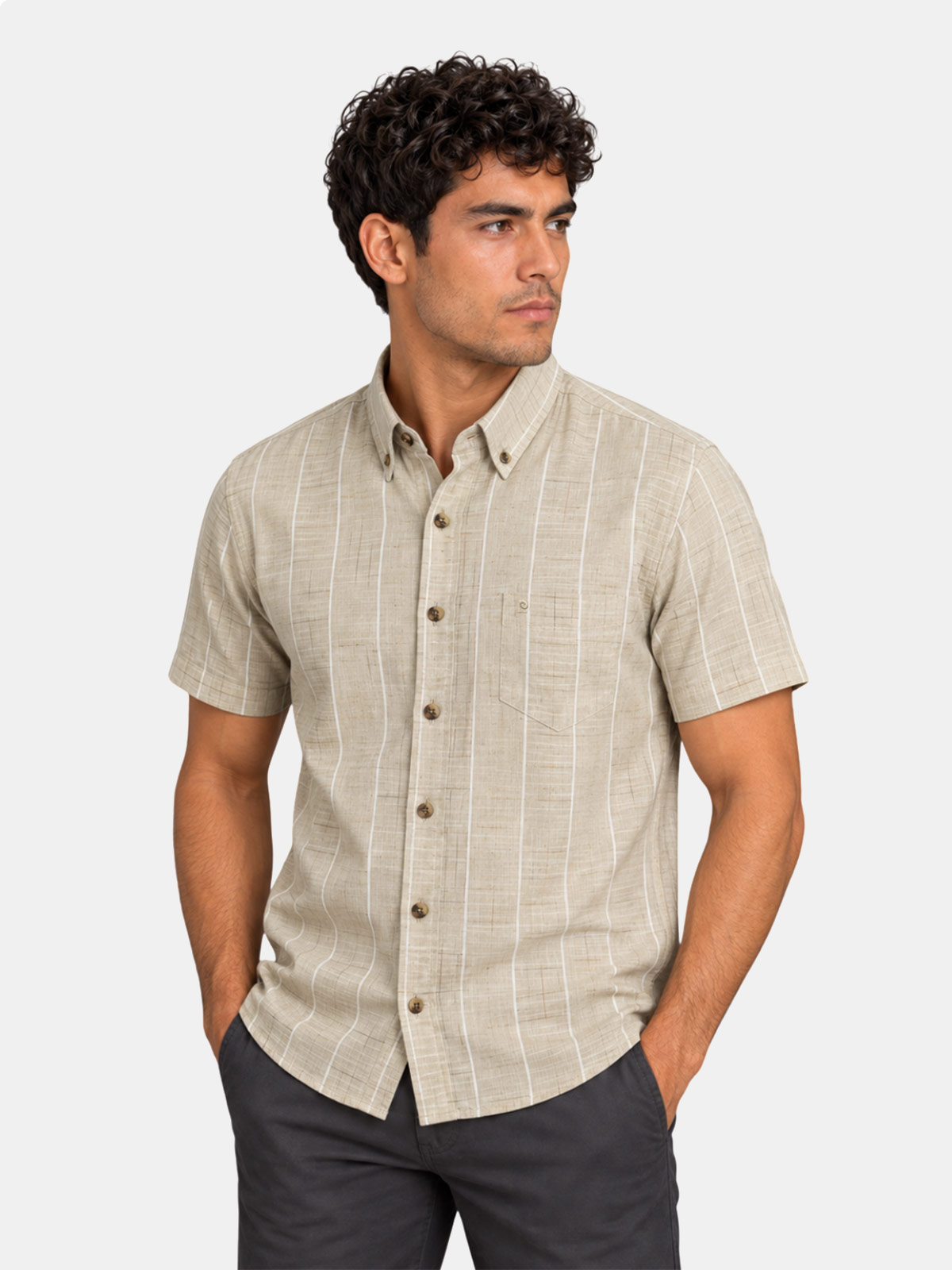 CAMISA MANGA CORTA LINO ALGODÓN HOMBRE PIERRE CARDIN - 4