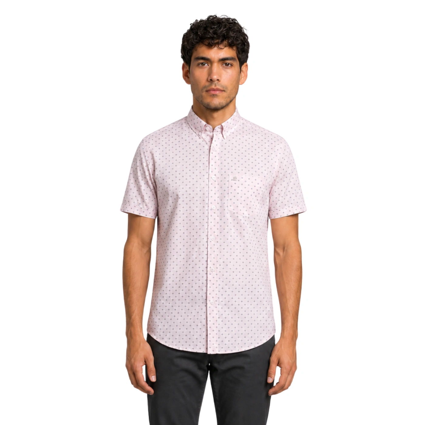 CAMISA MANGA CORTA HOMBRE PIERRE  CARDIN ESTAMPADA ETIQUETA AZUL - 1