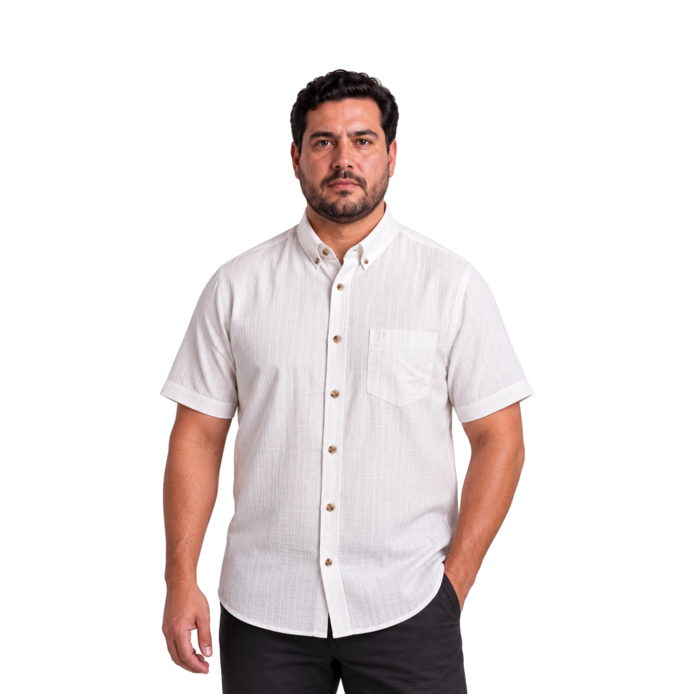 CAMISA MANGA CORTA LINO HOMBRE PIERRE CARDIN - 1