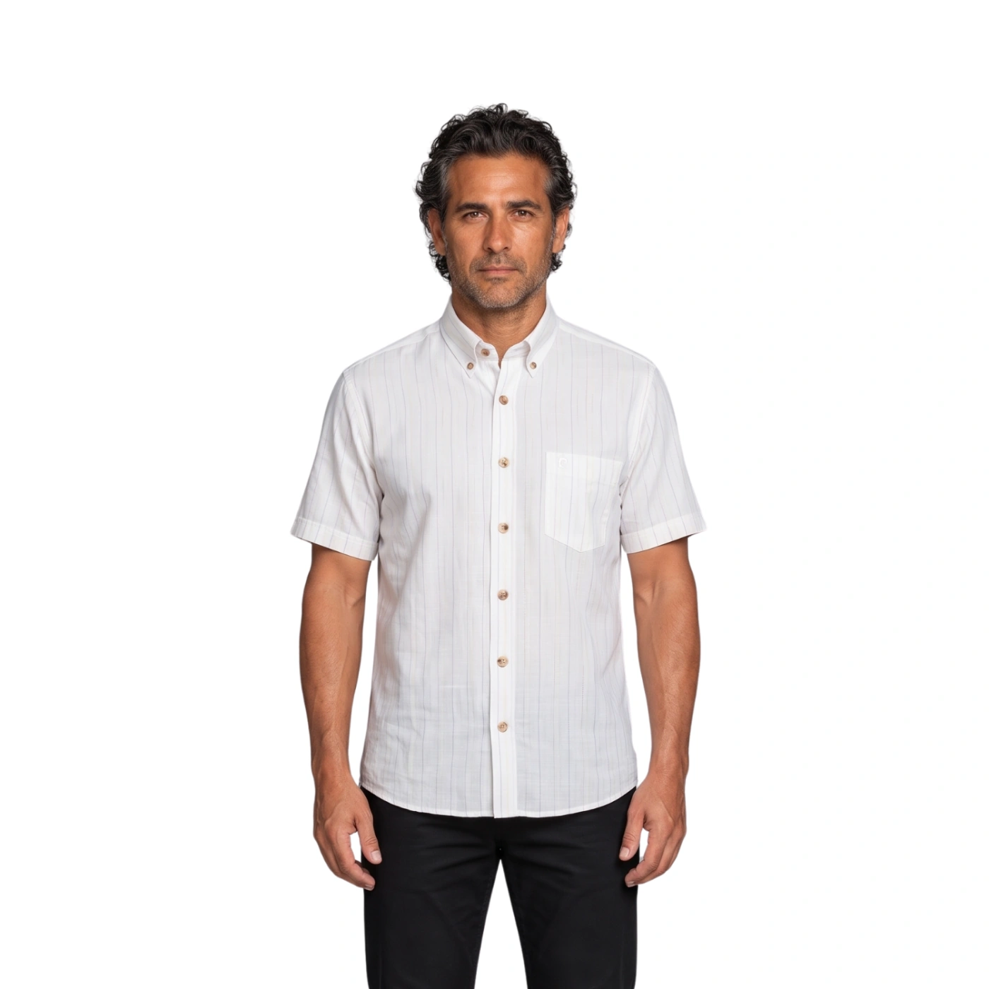 CAMISA MANGA CORTA LINO HOMBRE PIERRE CARDIN - 1