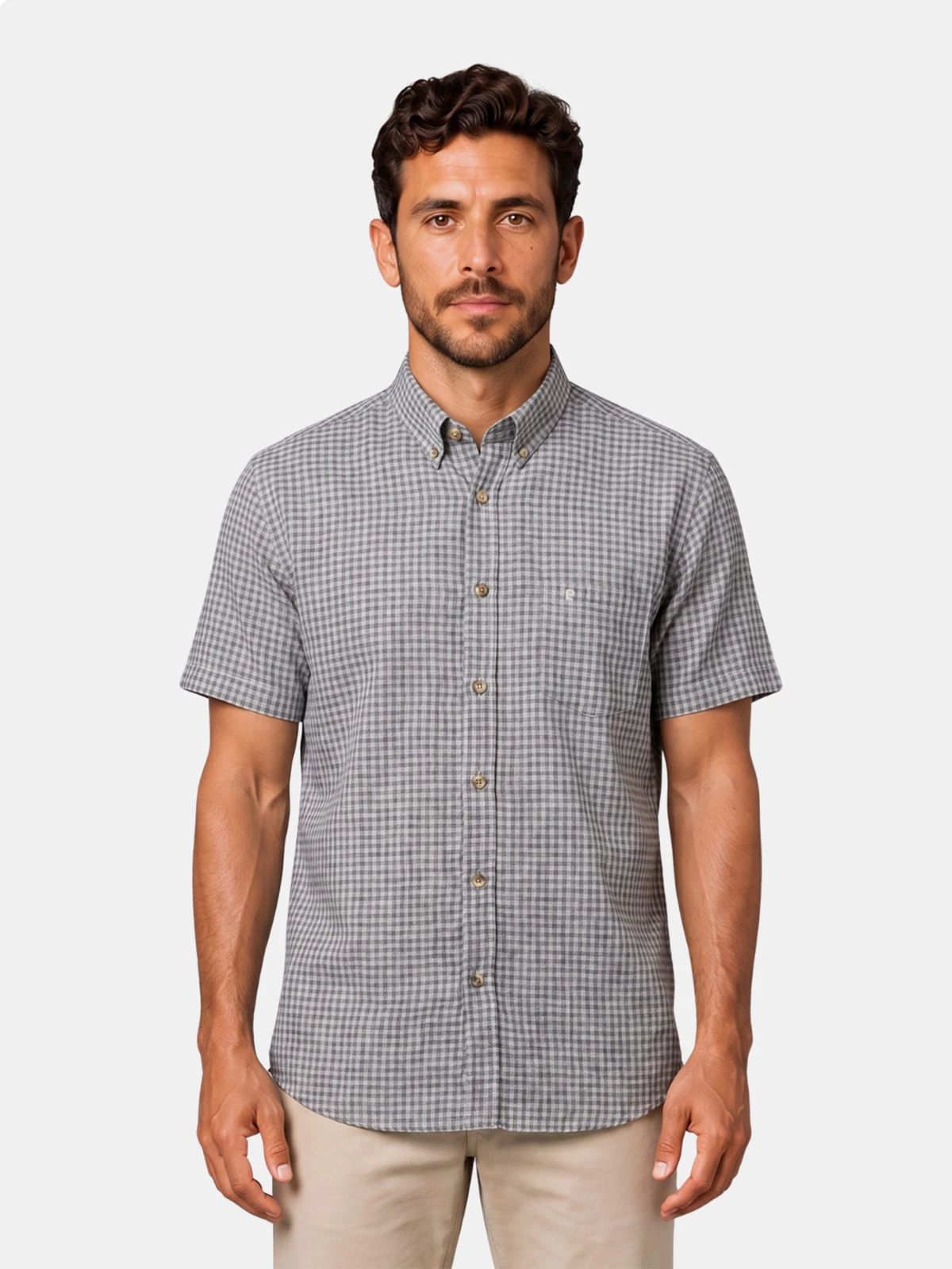 CAMISA MANGA CORTA LINO ALGODÓN HOMBRE PIERRE CARDIN - 1