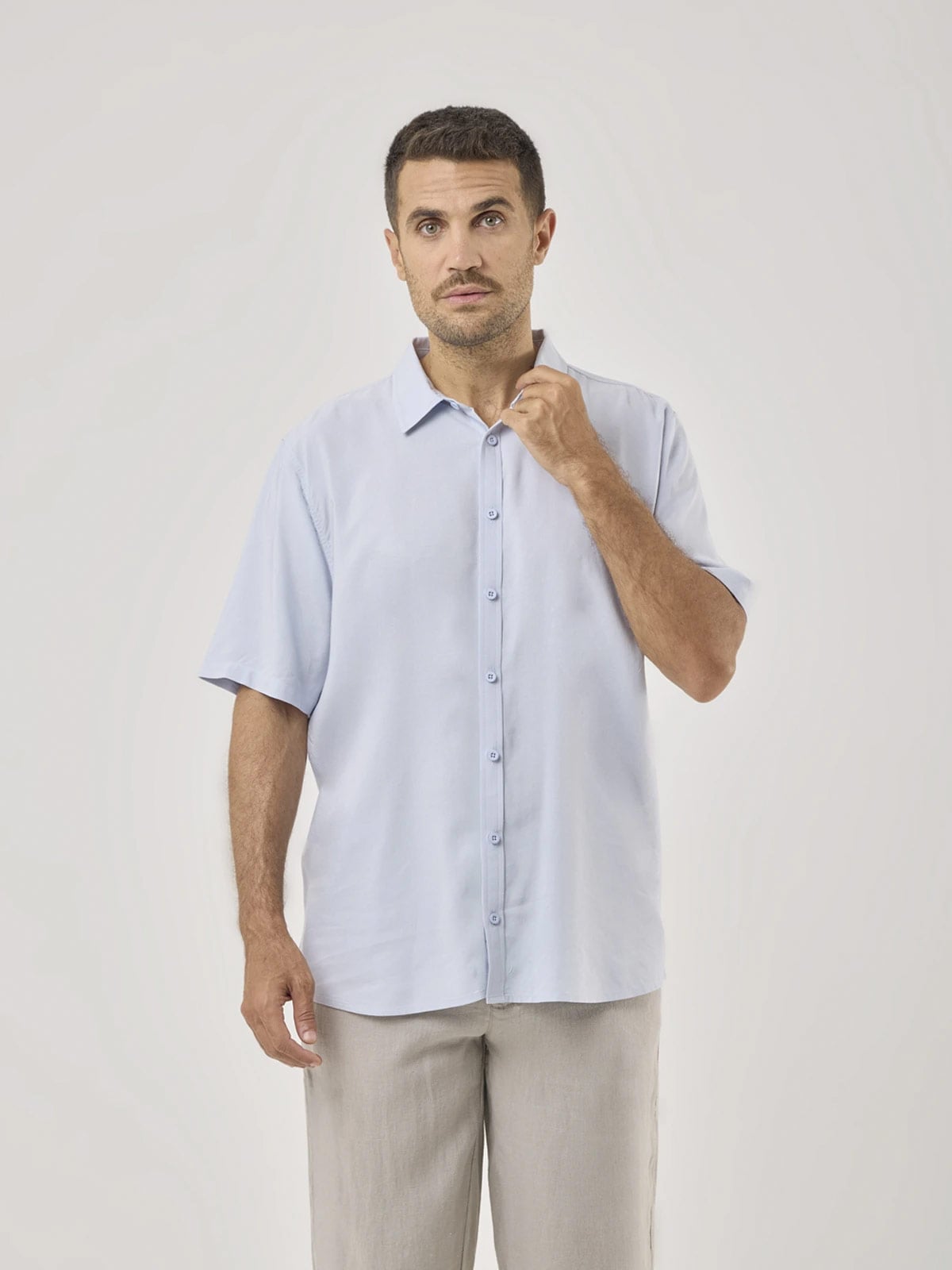 CAMISA MANGA CORTA HOMBRE CACHAREL CELESTE - 1