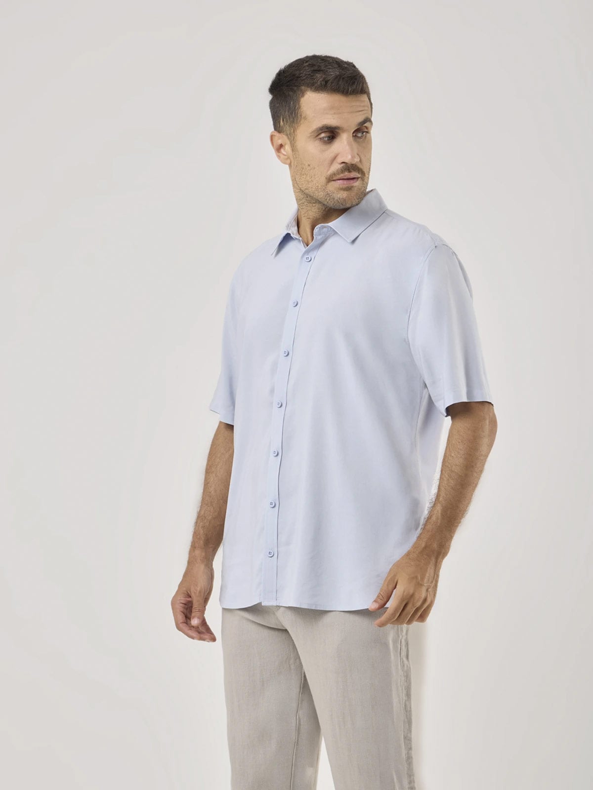 CAMISA MANGA CORTA HOMBRE CACHAREL CELESTE - 3
