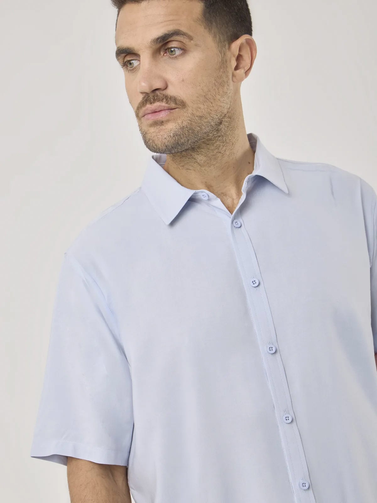 CAMISA MANGA CORTA HOMBRE CACHAREL CELESTE - 4