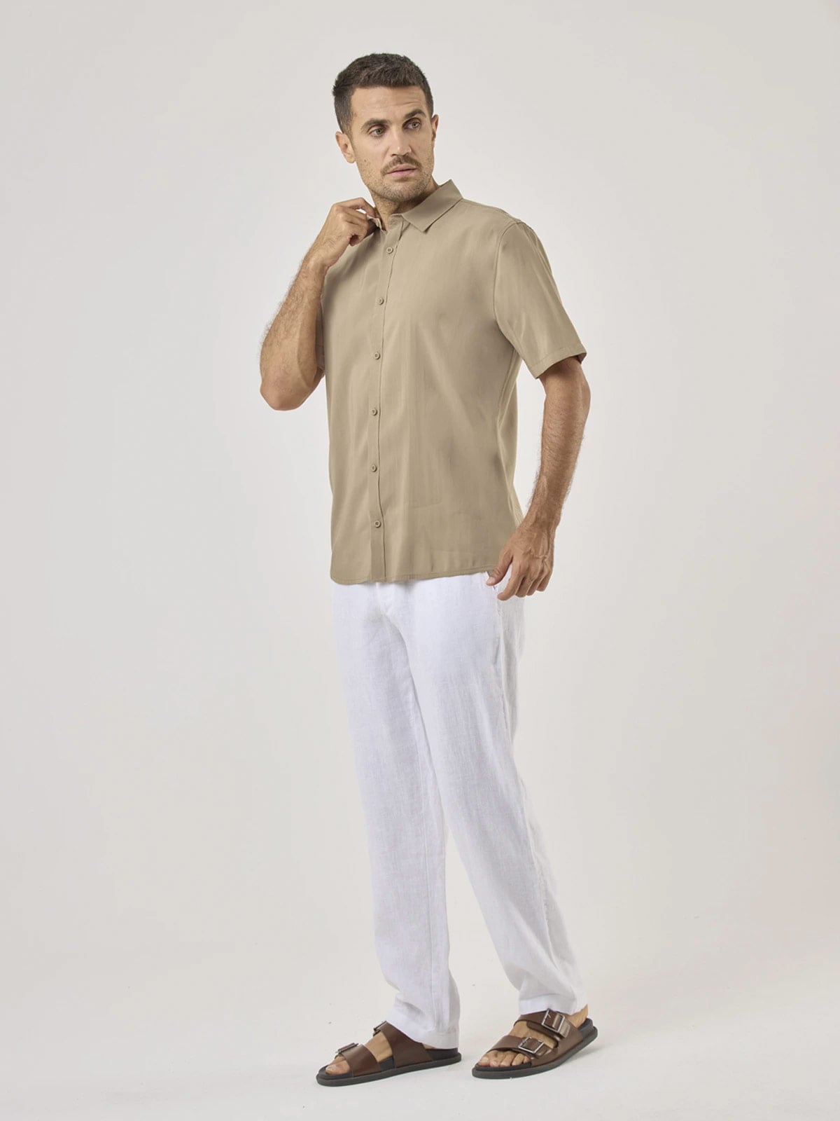 CAMISA MANGA CORTA HOMBRE CACHAREL BEIGE - 5