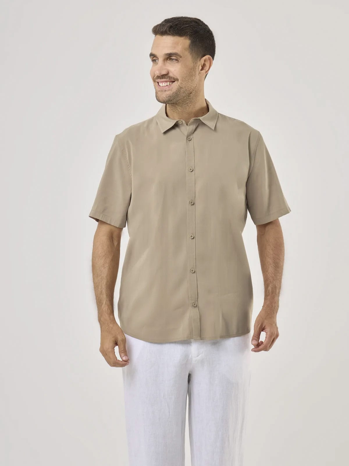 CAMISA MANGA CORTA HOMBRE CACHAREL BEIGE - 3