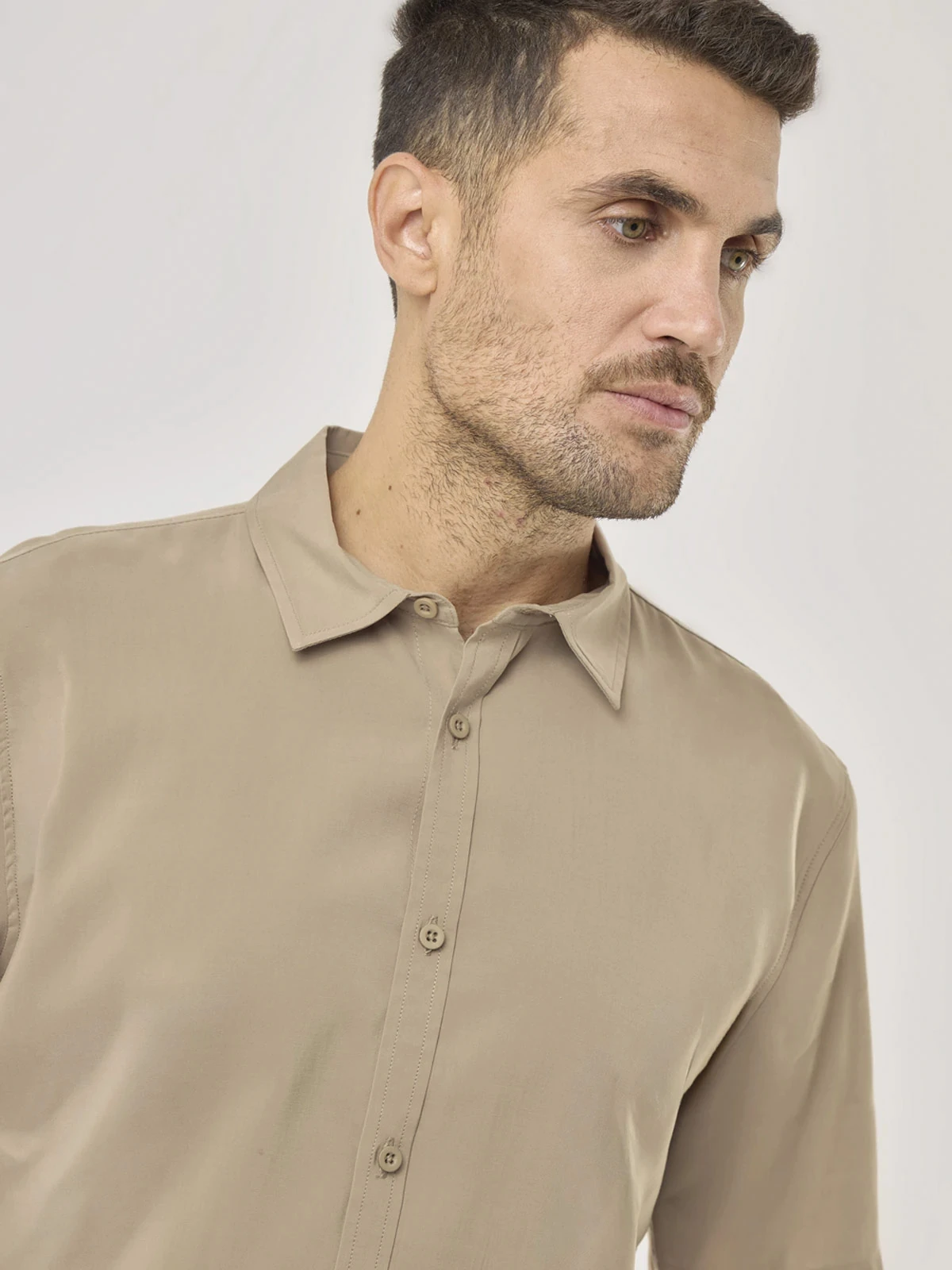 CAMISA MANGA CORTA HOMBRE CACHAREL BEIGE - 4