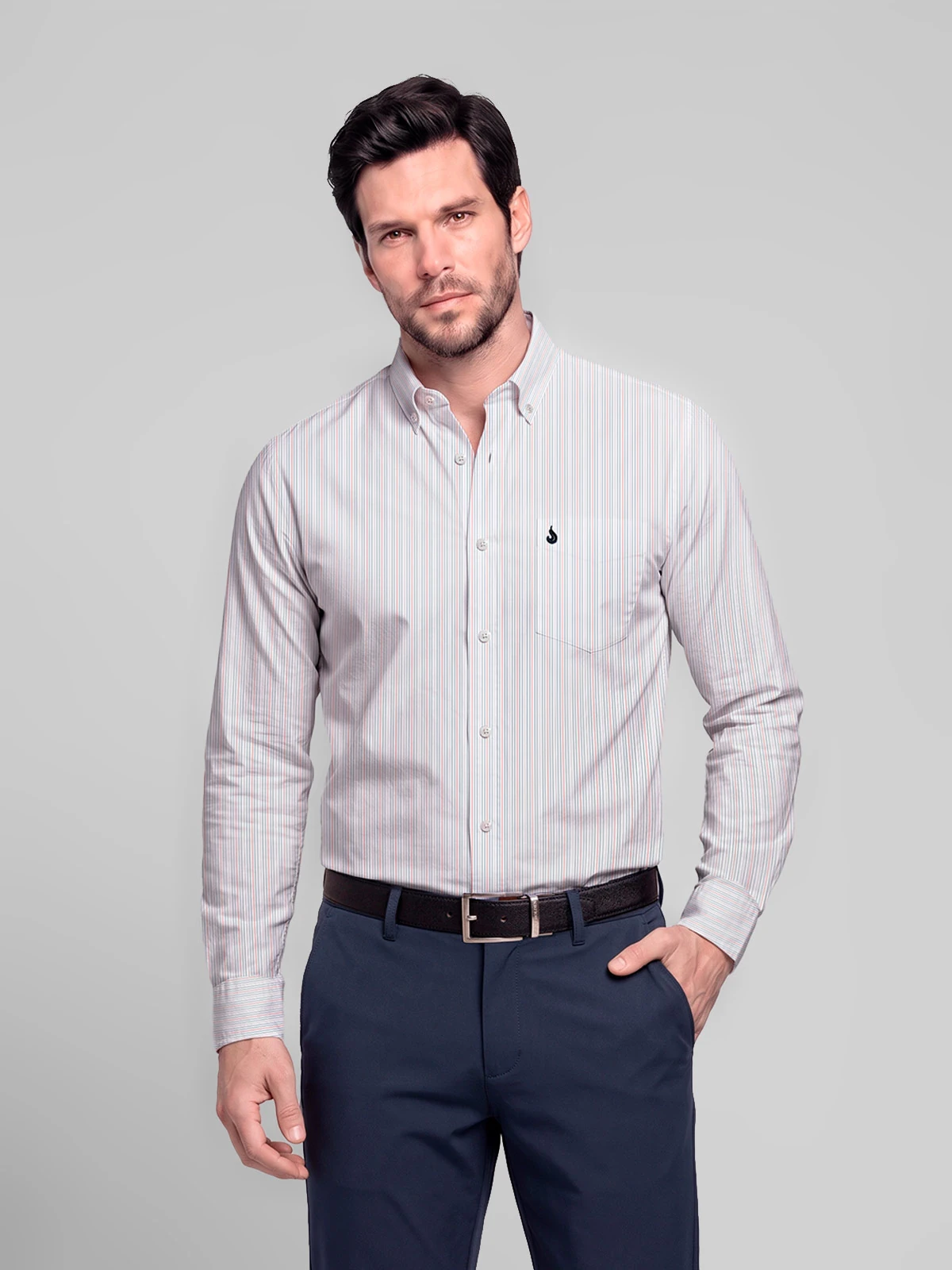 CAMISA MANGA LARGA HOMBRE JOHN HOLDEN AZUL SANDER - 1
