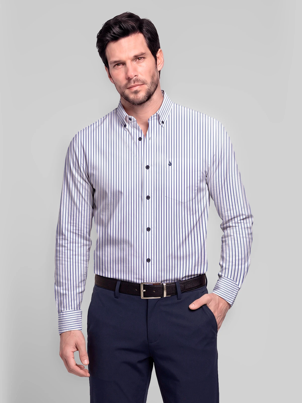 CAMISA MANGA LARGA HOMBRE JOHN HOLDEN AZUL SANDER - 1