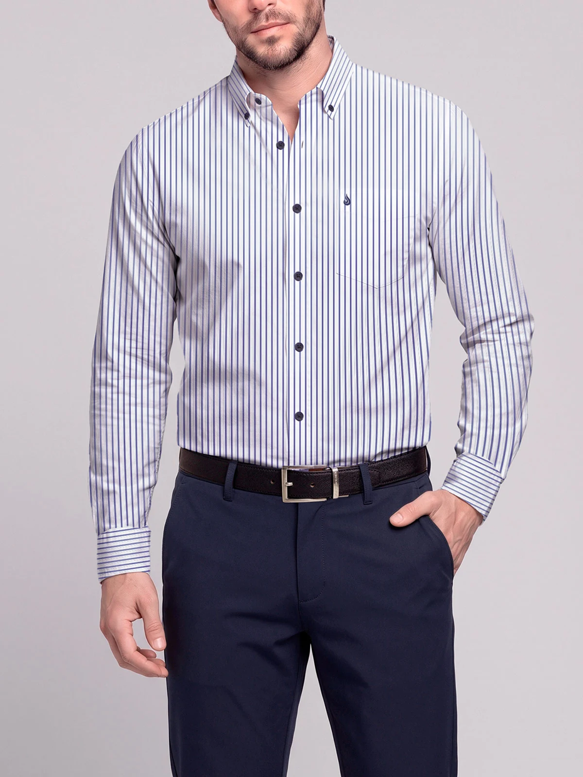 CAMISA MANGA LARGA HOMBRE JOHN HOLDEN AZUL SANDER - 4