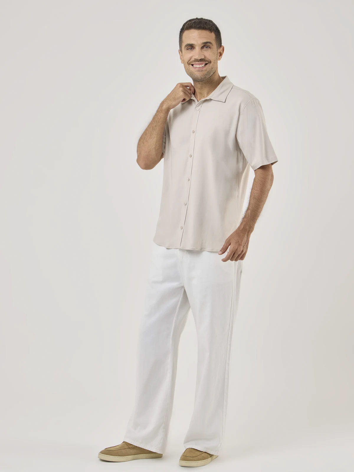CAMISA MANGA CORTA HOMBRE NAVIGATA BEIGE - 5