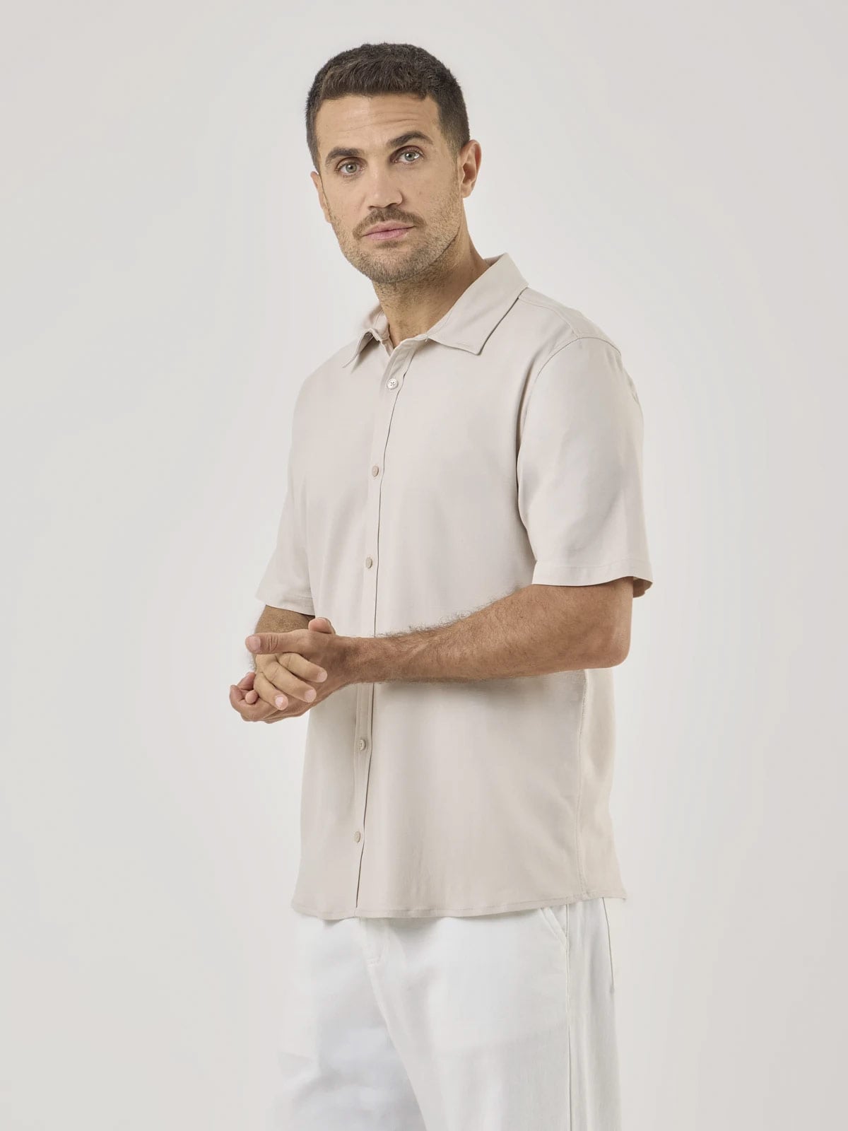 CAMISA MANGA CORTA HOMBRE NAVIGATA BEIGE - 3