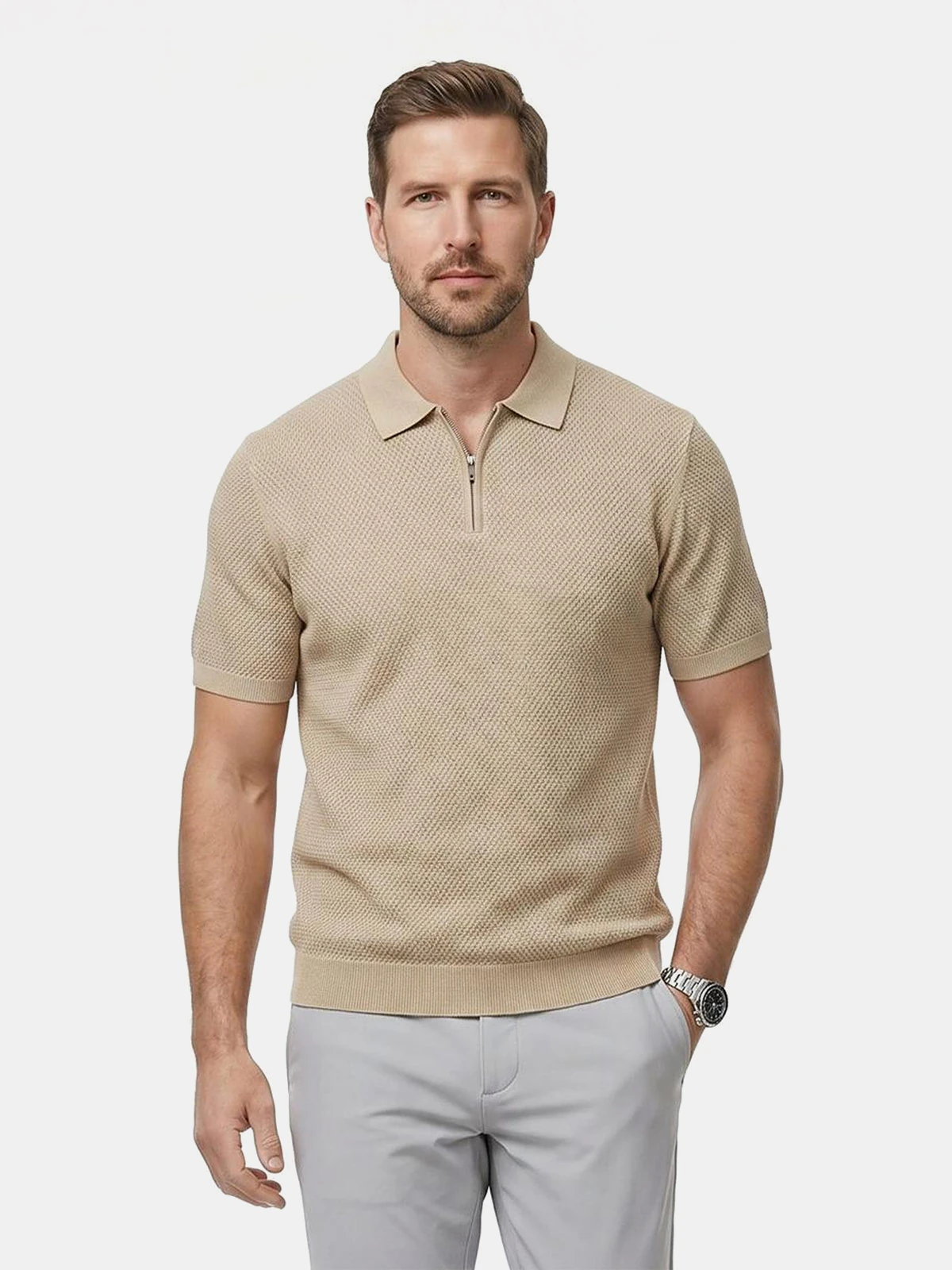 POLO MANGA CORTA ALGODÓN HOMBRE DOCKERS TEXTURE ZIP - 1