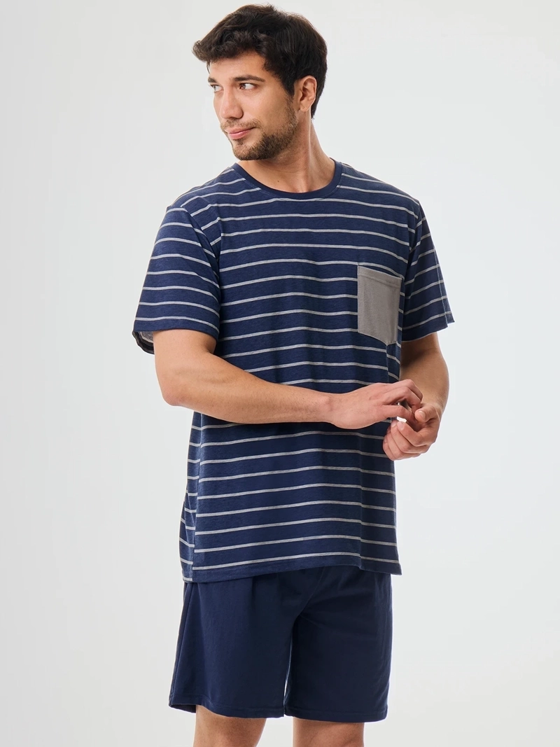 PIJAMA HOMBRE NAVIGATA NEGRO LINEAS - 1