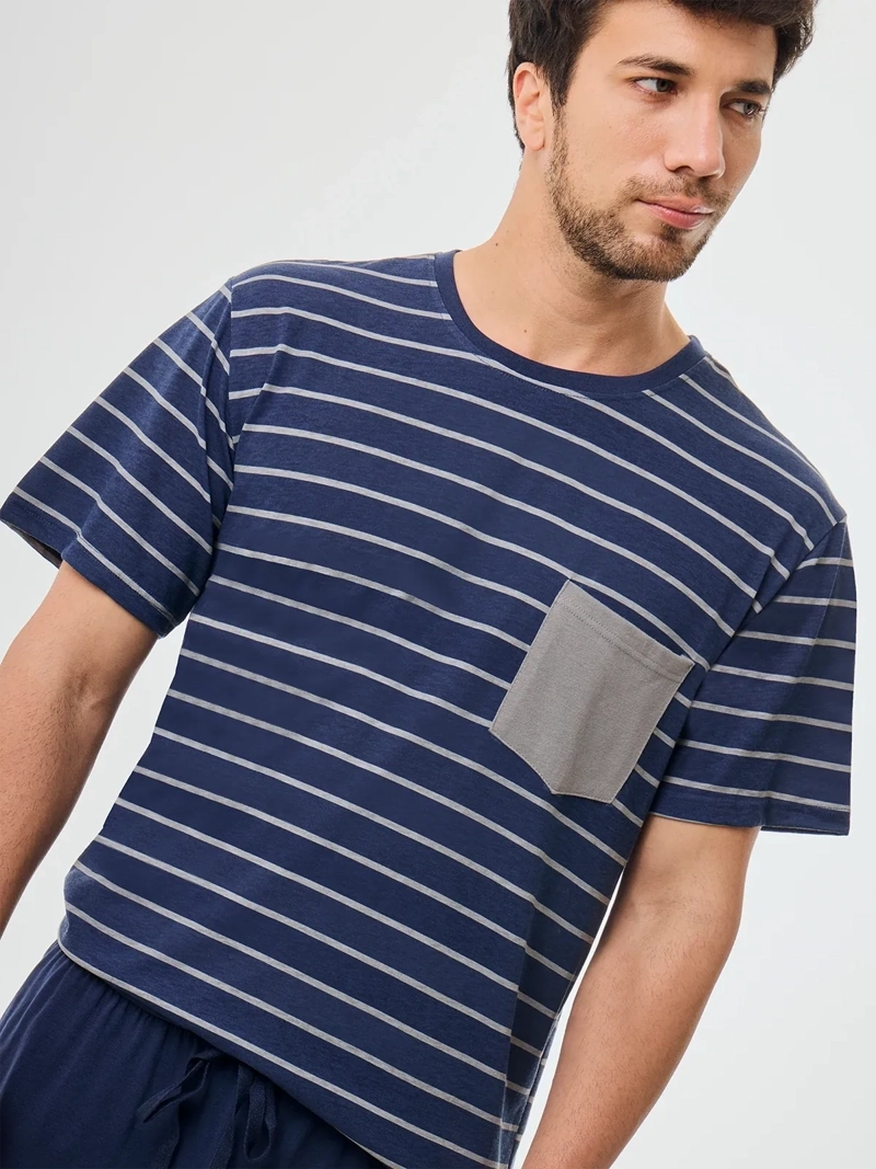 PIJAMA HOMBRE NAVIGATA NEGRO LINEAS - 4