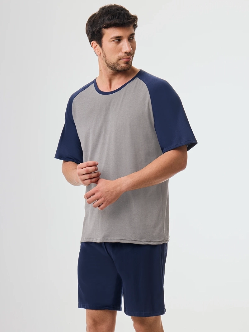 PIJAMA HOMBRE KENNETH STEVENS RAGLAN AZUL MARINO - 1