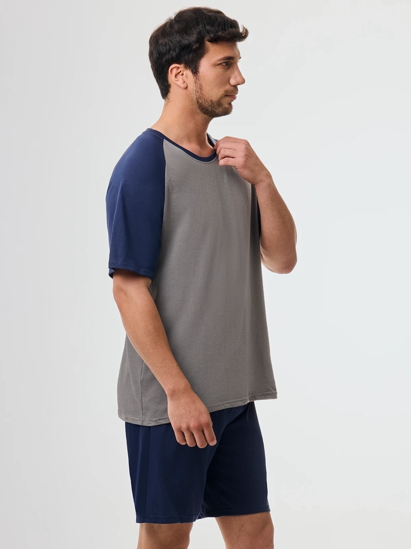 PIJAMA HOMBRE KENNETH STEVENS RAGLAN AZUL MARINO - 3