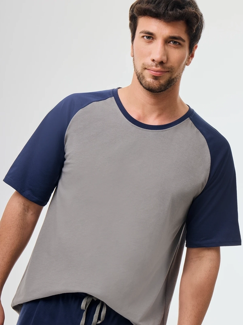 PIJAMA HOMBRE KENNETH STEVENS RAGLAN AZUL MARINO - 4
