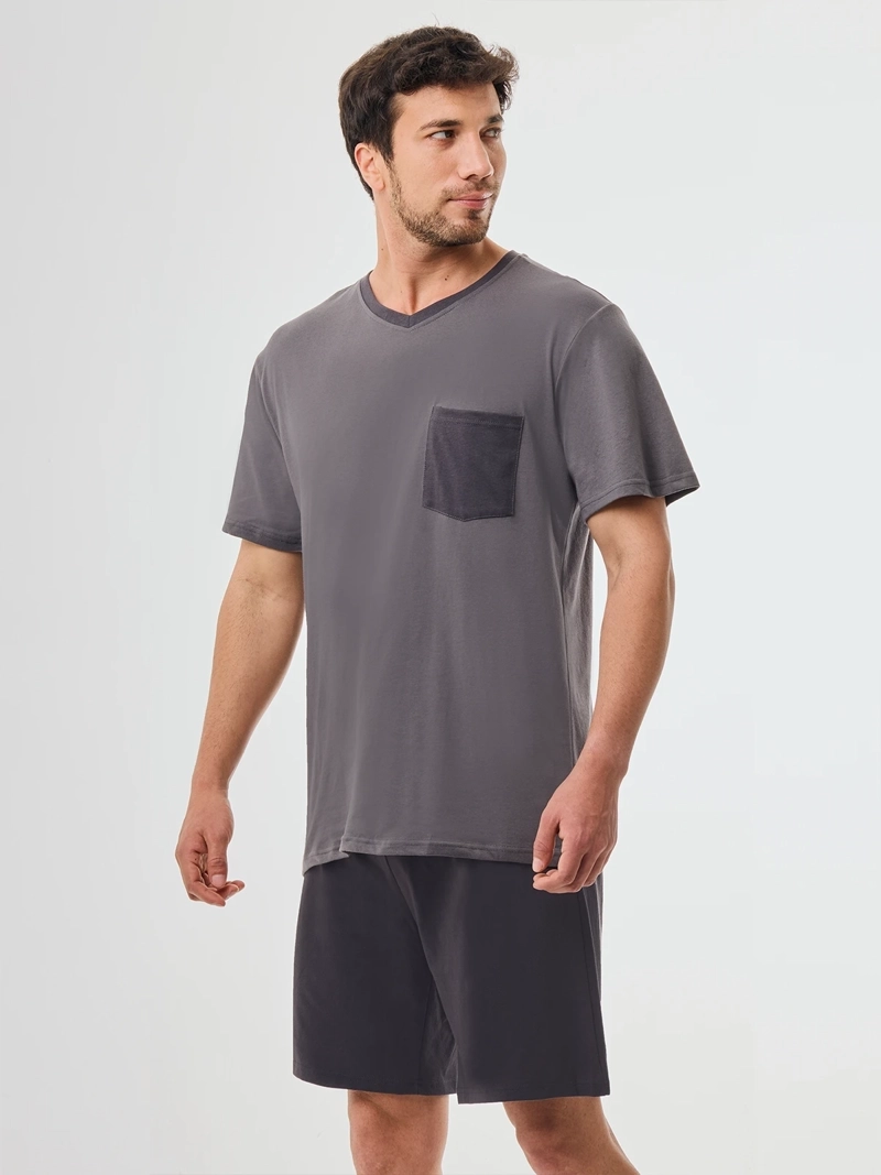 PIJAMA HOMBRE KENNETH STEVENS LISO GRIS OSCURO KENIA - 1