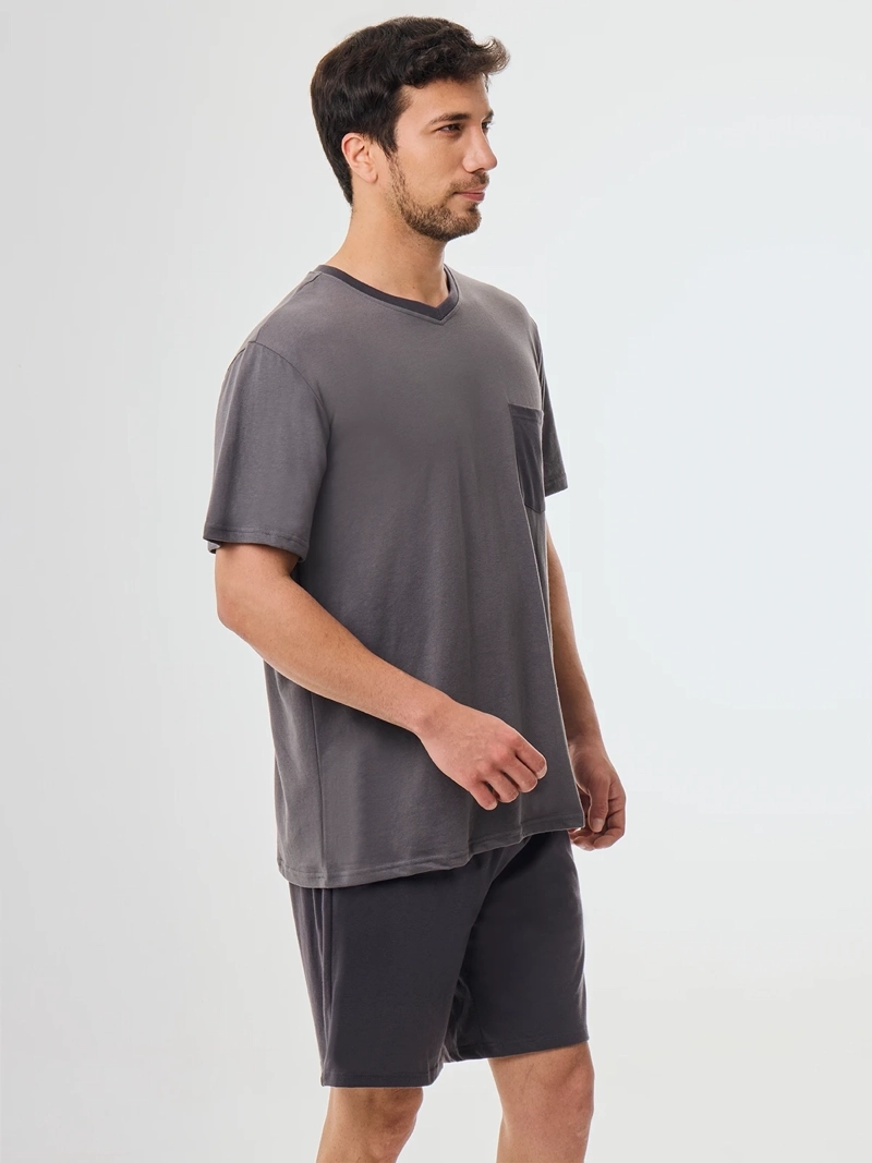 PIJAMA HOMBRE KENNETH STEVENS LISO GRIS OSCURO KENIA - 3