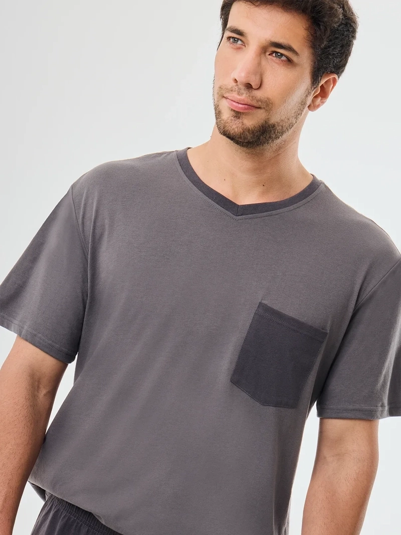 PIJAMA HOMBRE KENNETH STEVENS LISO GRIS OSCURO KENIA - 4