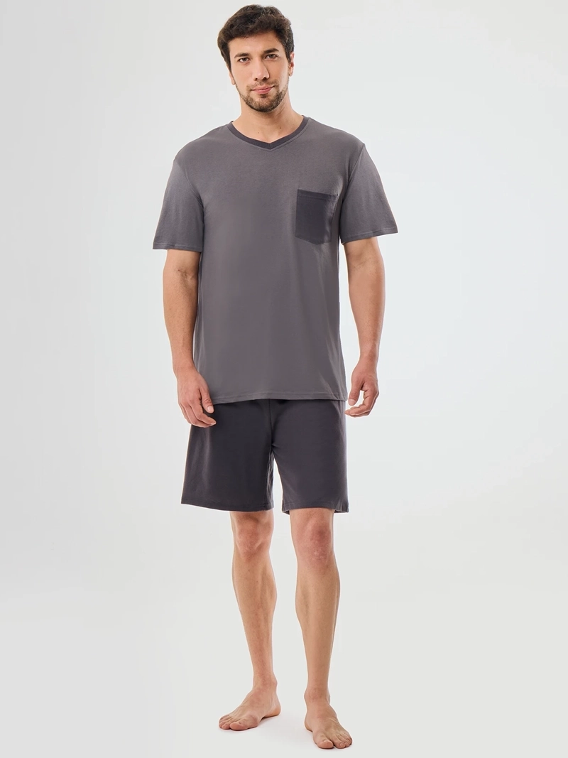 PIJAMA HOMBRE KENNETH STEVENS LISO GRIS OSCURO KENIA - 5